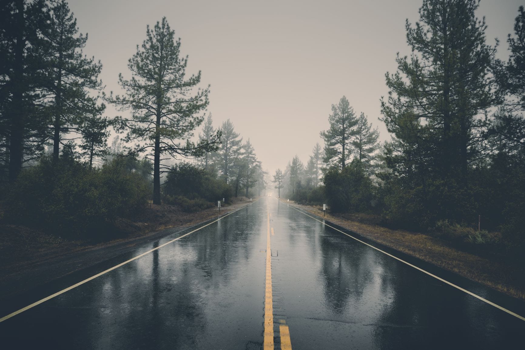 Rain lashes a road. Credit- Pexels