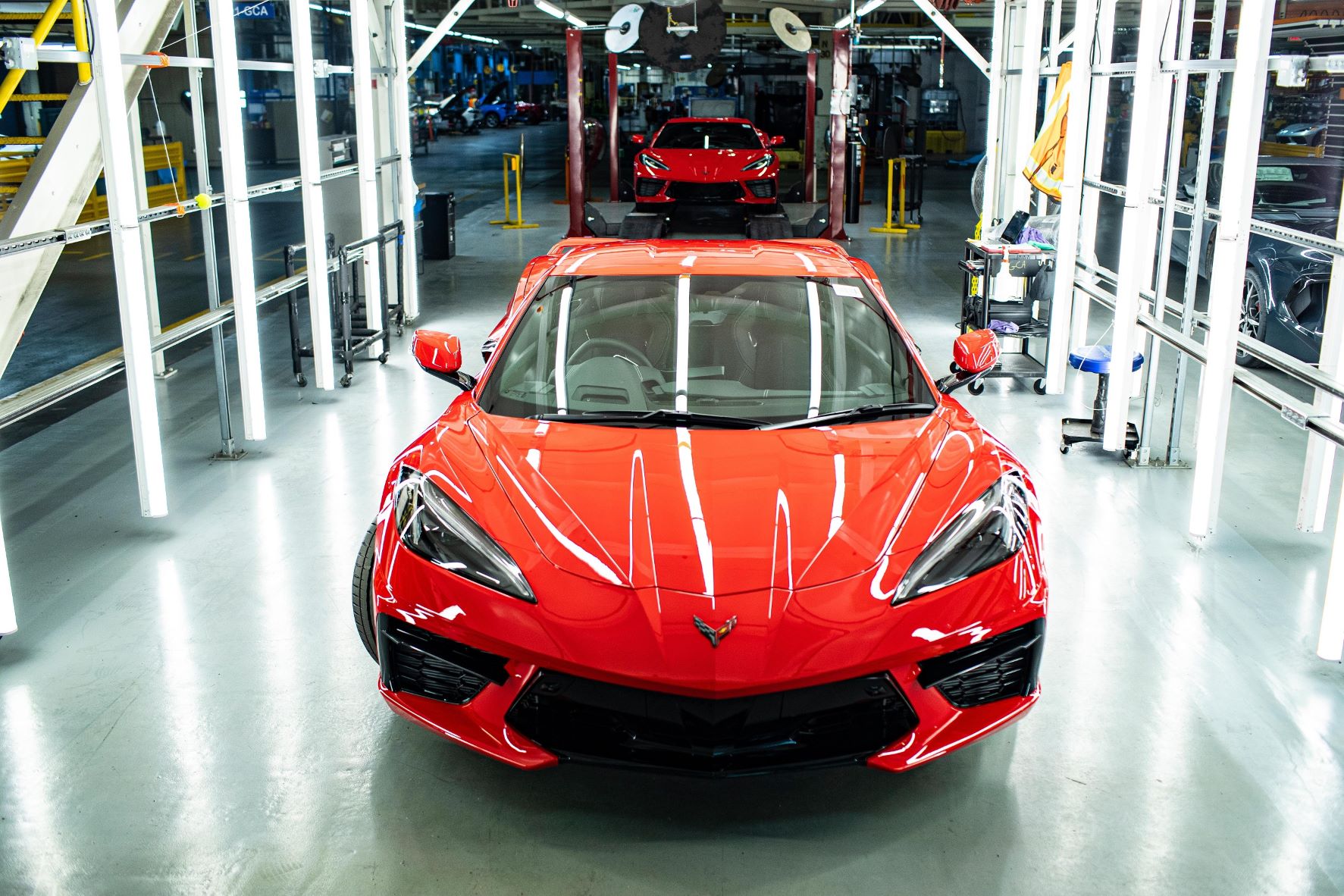 Right hand drive Corvette C8 on the production line