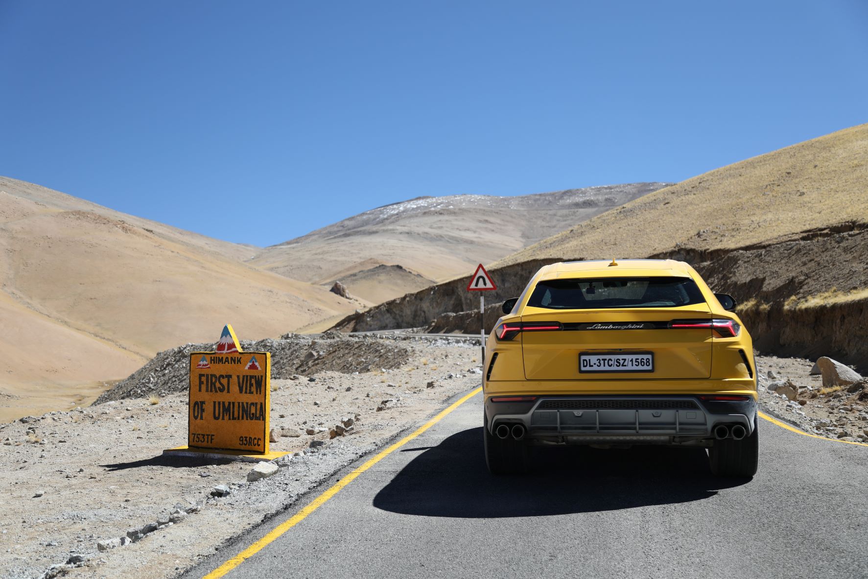 Lamborghini Urus on the Umling La Pass, India.