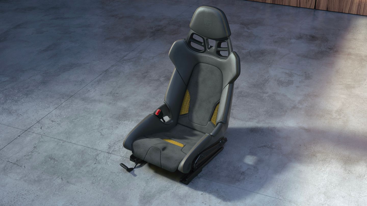 Yellow Porsche 3-D printed bucket seat