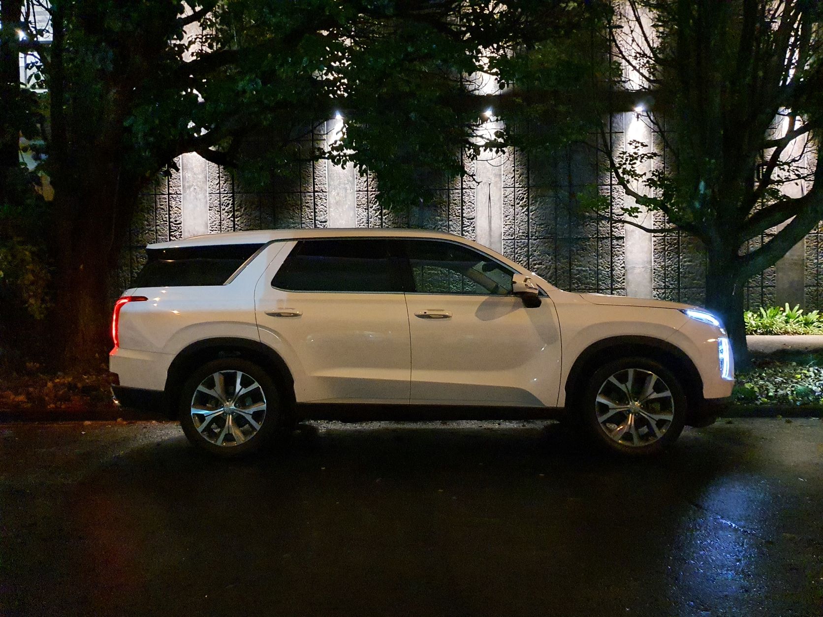 Side view of the 2021 Hyundai Palisade in white