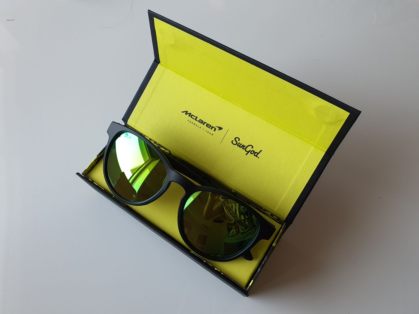 SunGod Sierras x McLaren F1 Team Sunglasses in case