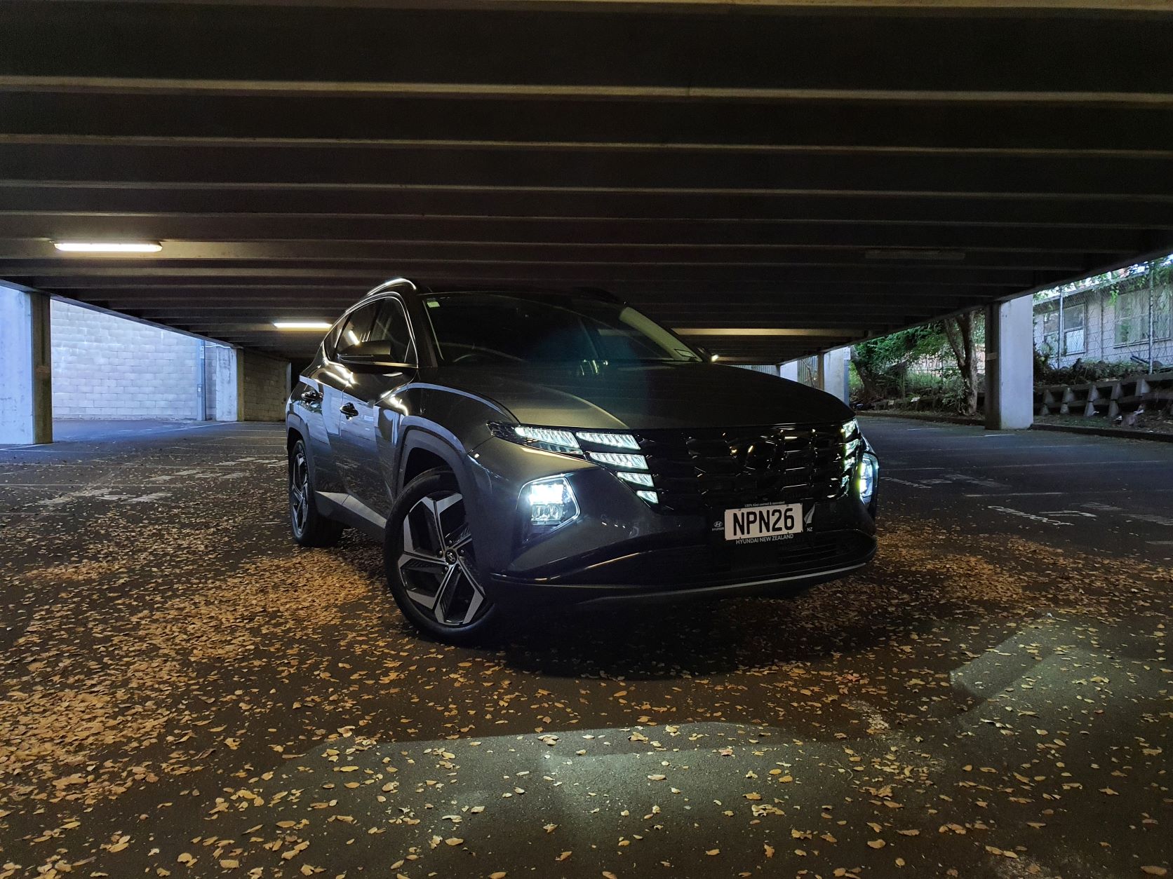 Front view of the LED lights on the 2021 Hyundai Tucson