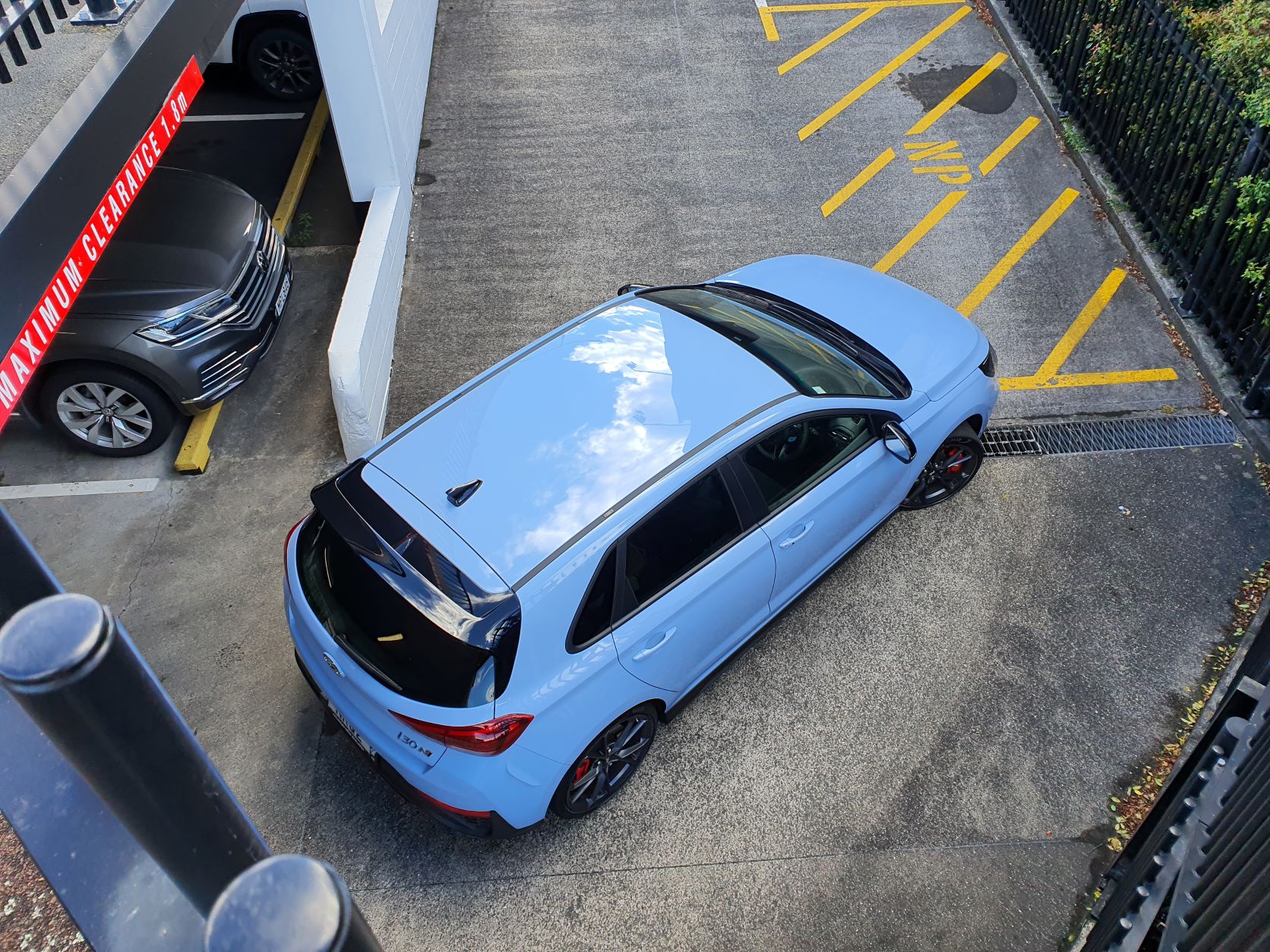 Birds eye view of the new Hyundai i30N Series II DCT in Performance Blue