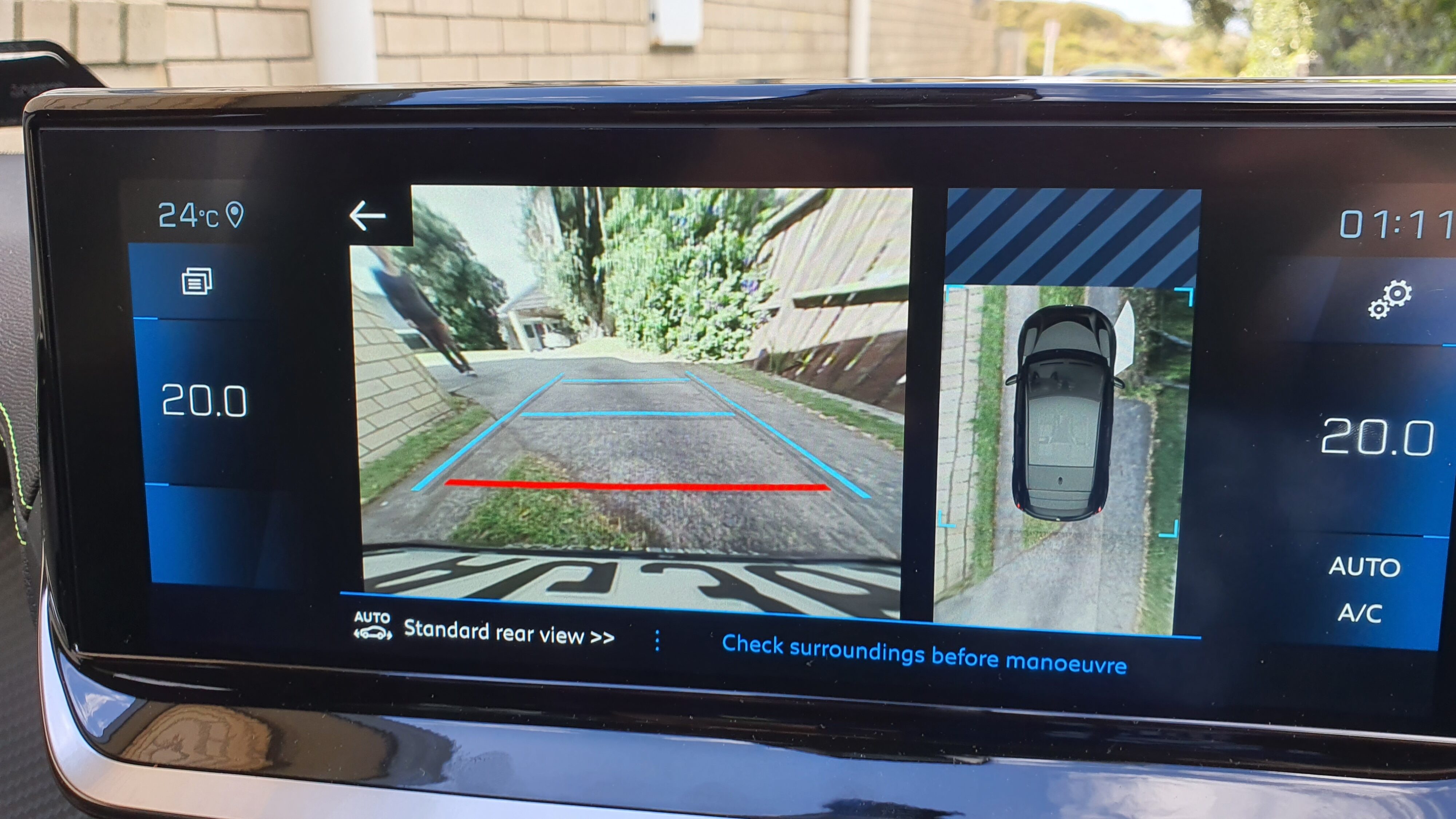 Reversing camera view of the 2022 Peugeot 208 GT.