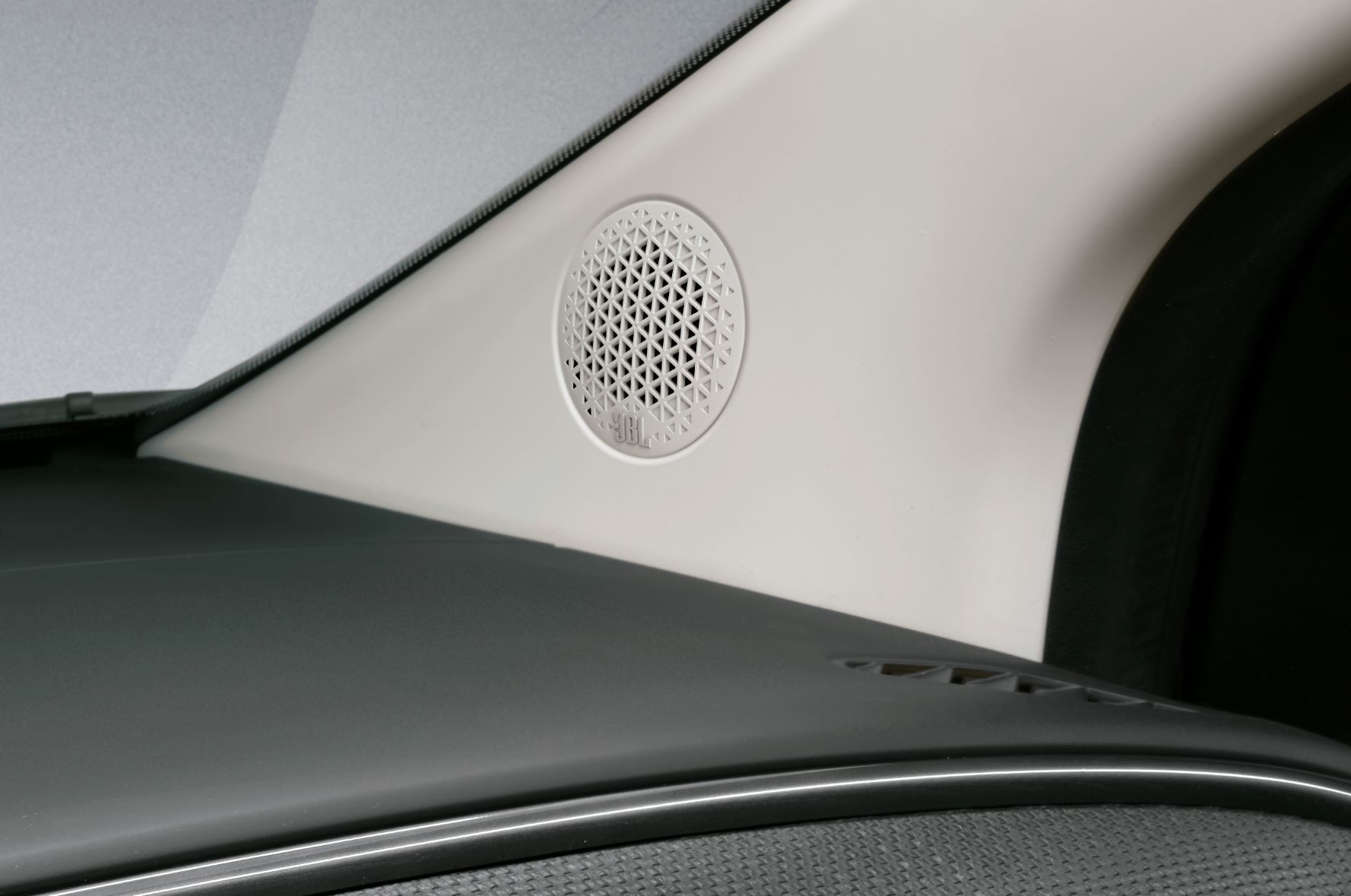 JBL Bocelli speakers on the inside of the new Fiat 500e
