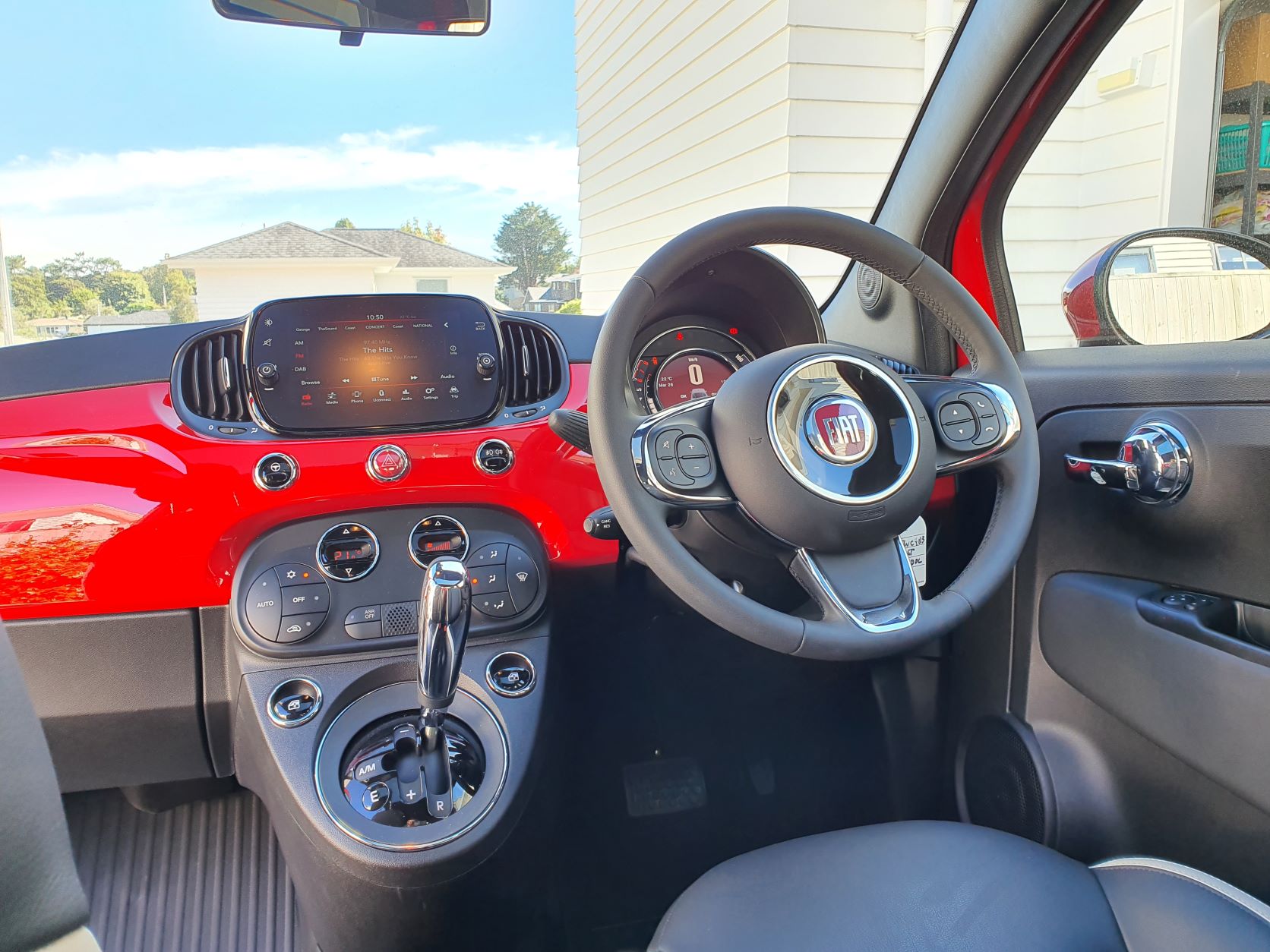 A view of the dashboard on the new Fiat 500 Dolcevita