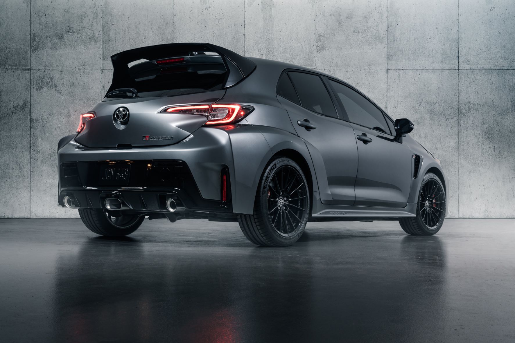 Rear three quarters view of the new Toyota GR Corolla