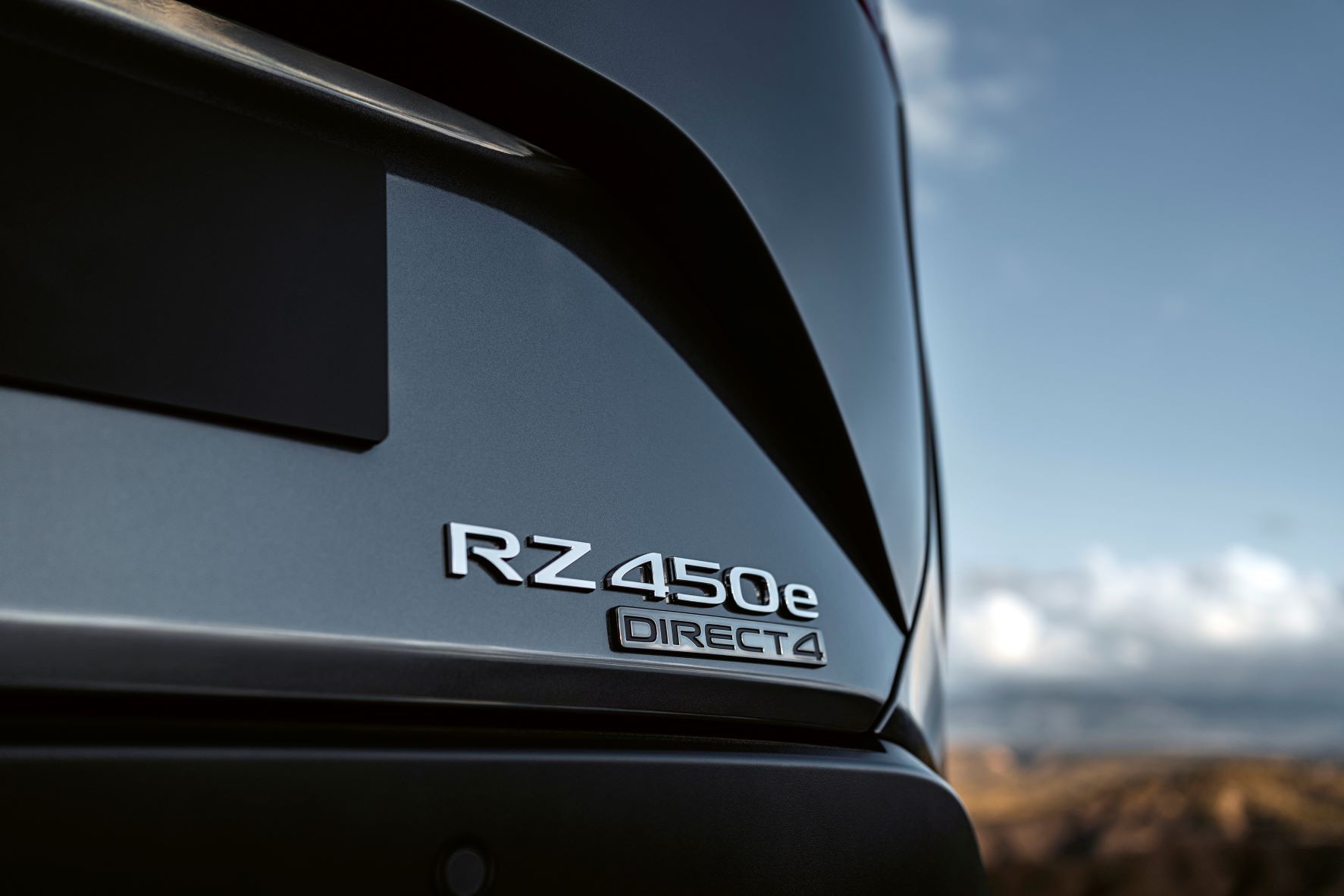 Lexus' RZ450e badge in focus
