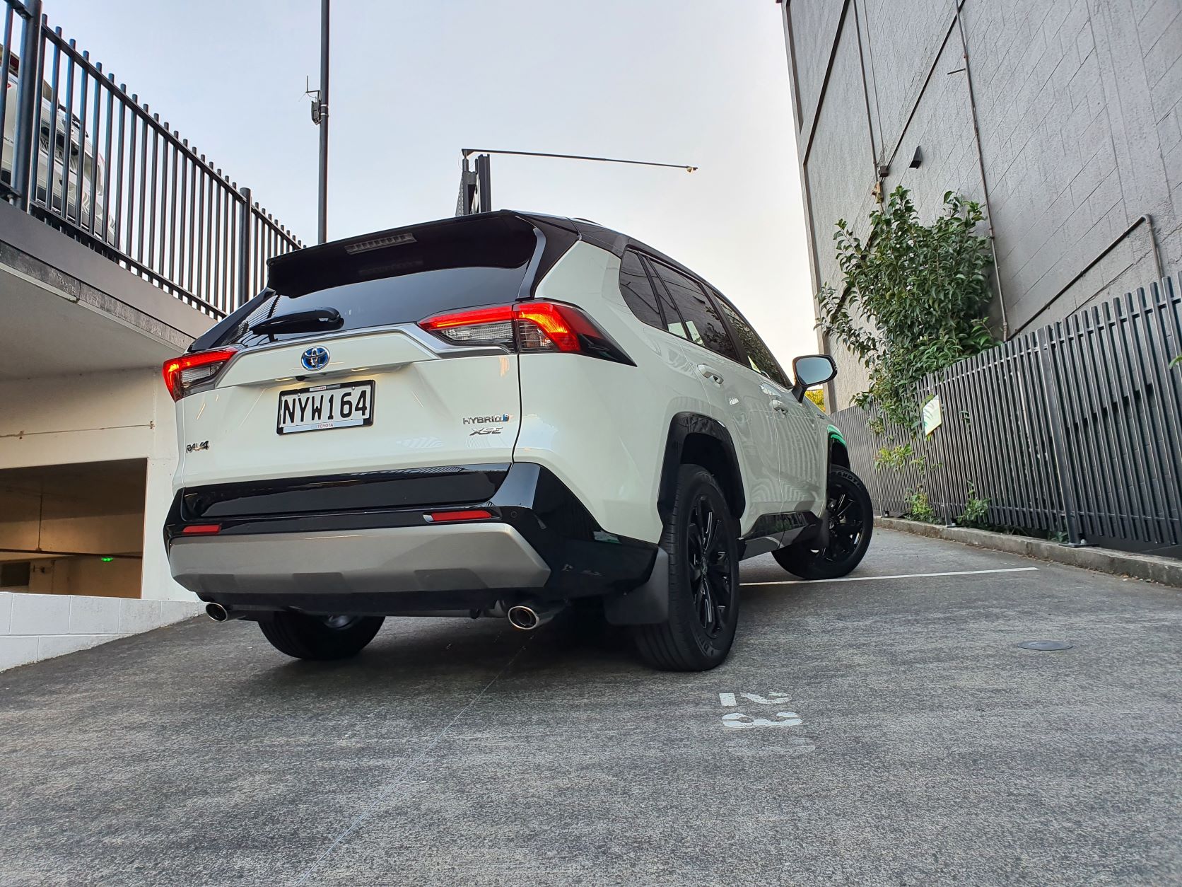 Rear three quarters view of the new Toyota RAV4 Hybrid XSE