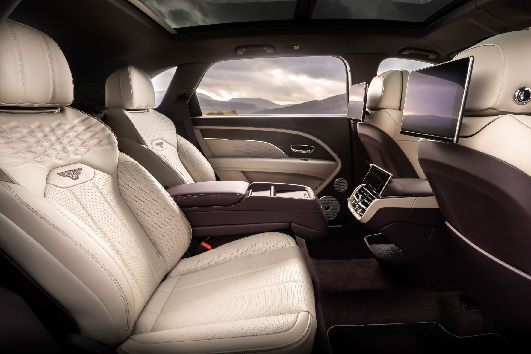 Picture of the rear seats on the new Bentley Bentayga extended wheelbase