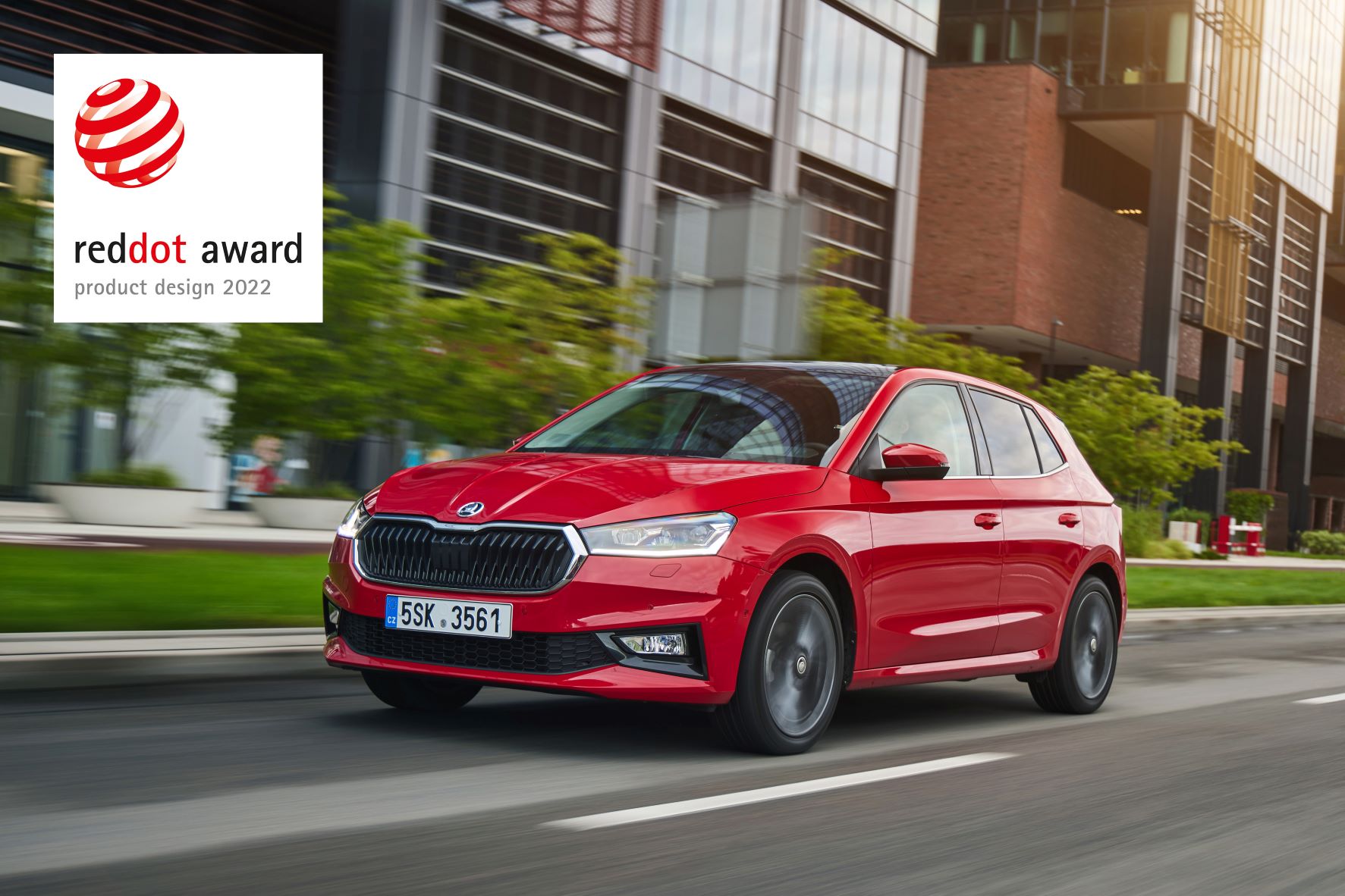 Front three quarter view of the new Skoda Fabia