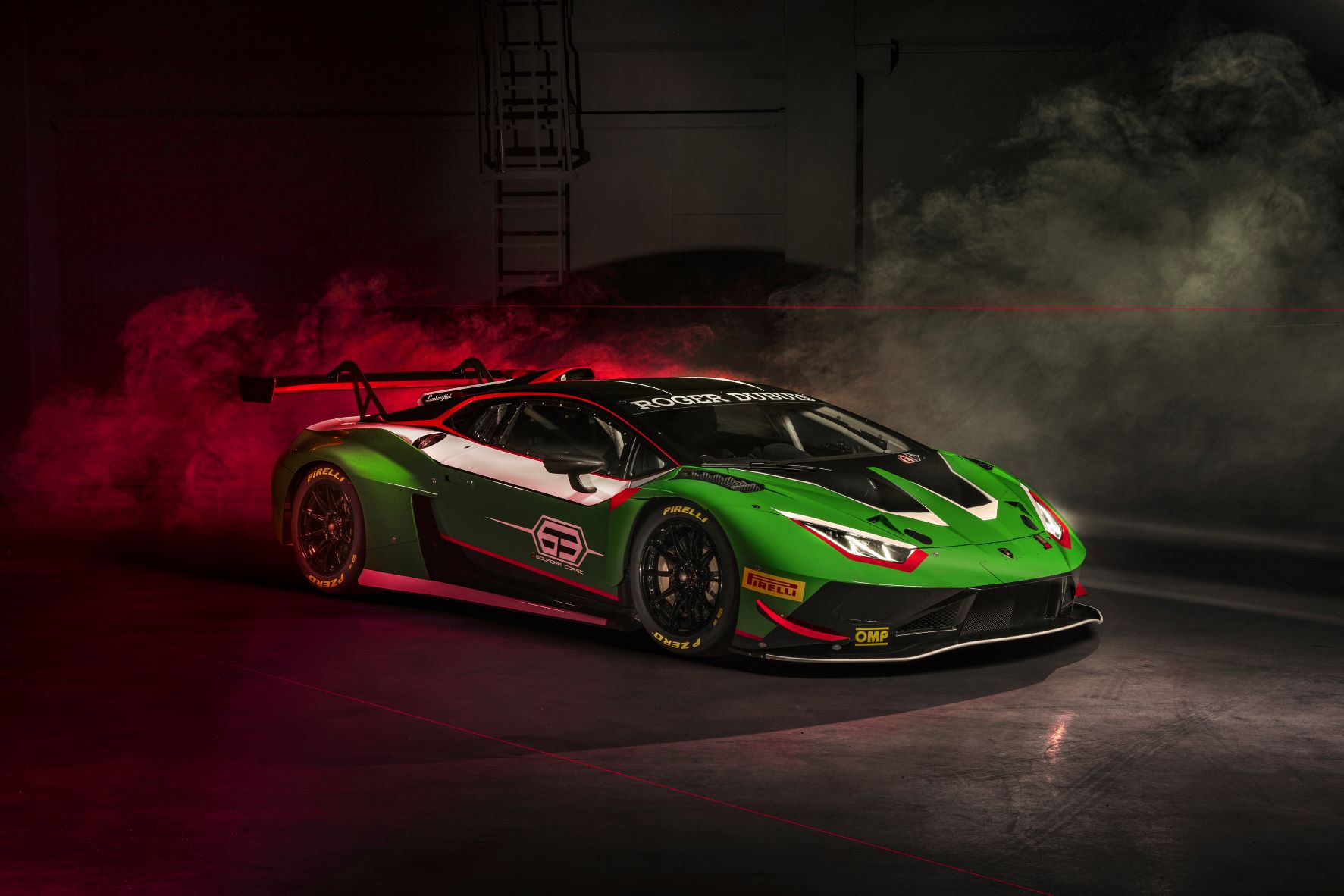 Front three quarters view of the new Lamborghini Huracan STO GT3
