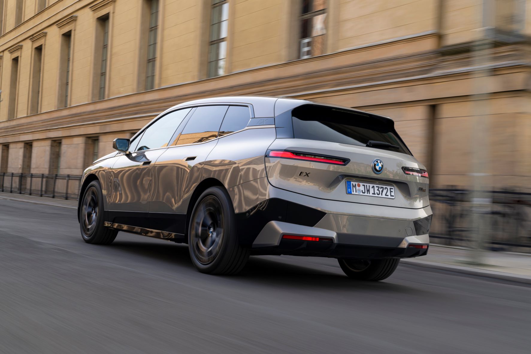 Rear three quarters view of the BMW iX M60