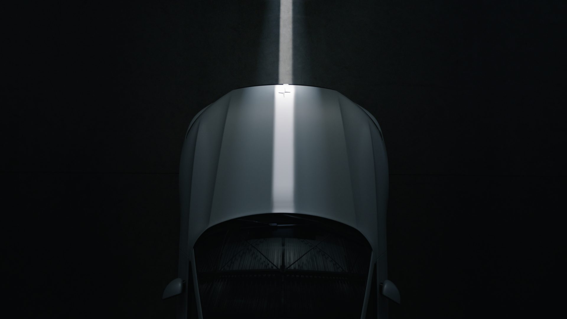 Front end of a Polestar 1 as seen from above