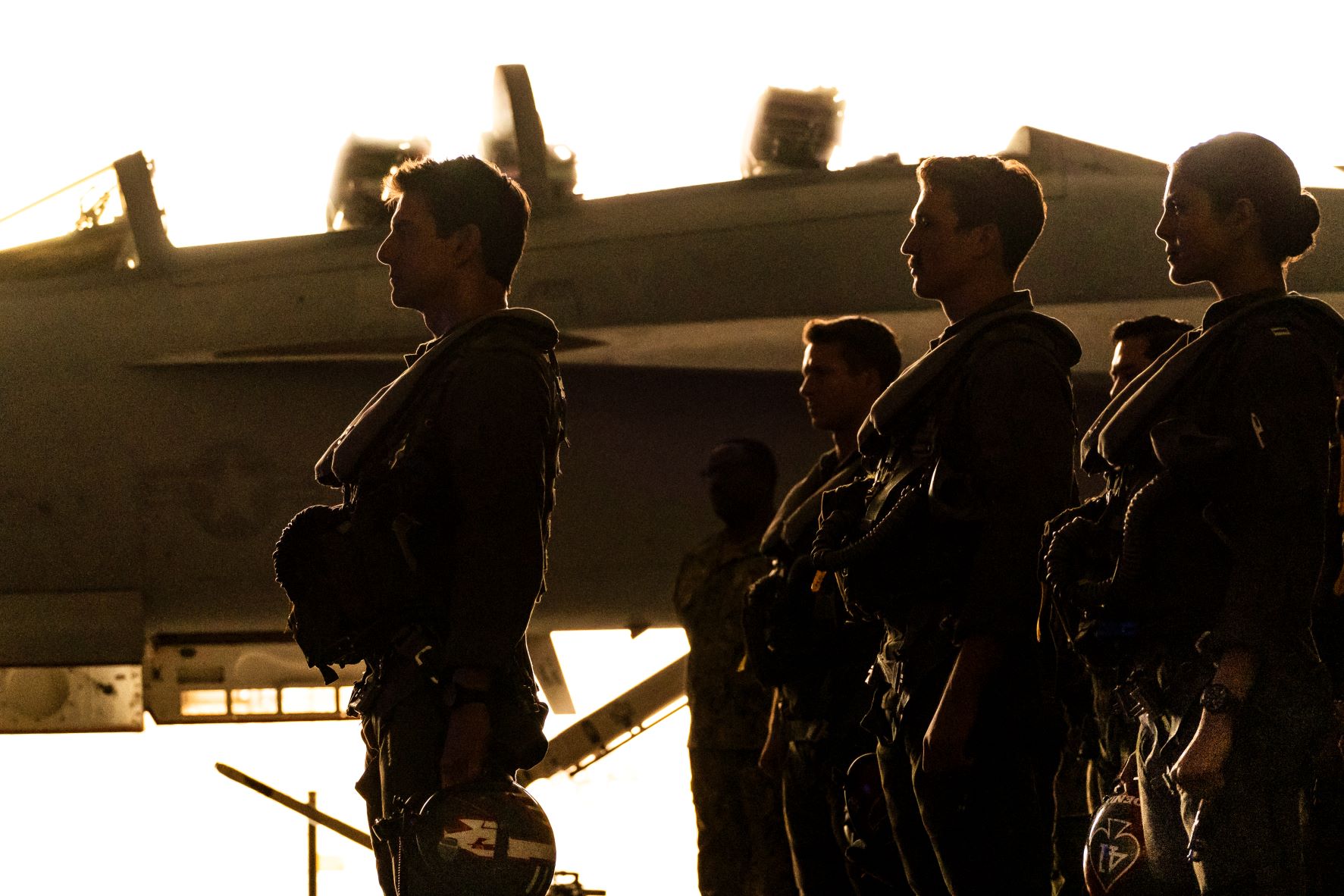 Top Gun Maverick cast aboard the flight deck