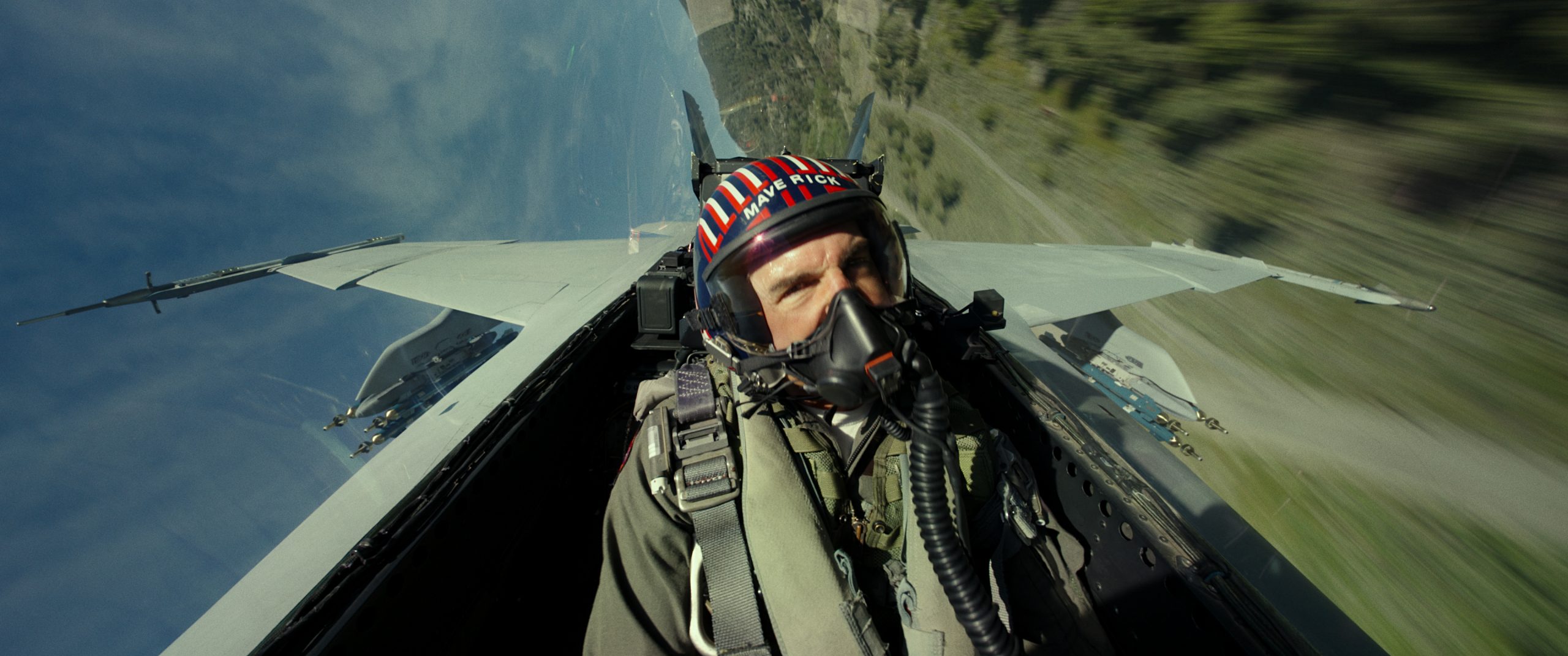 Maverick flying a plane in the new Top Gun Maverick film