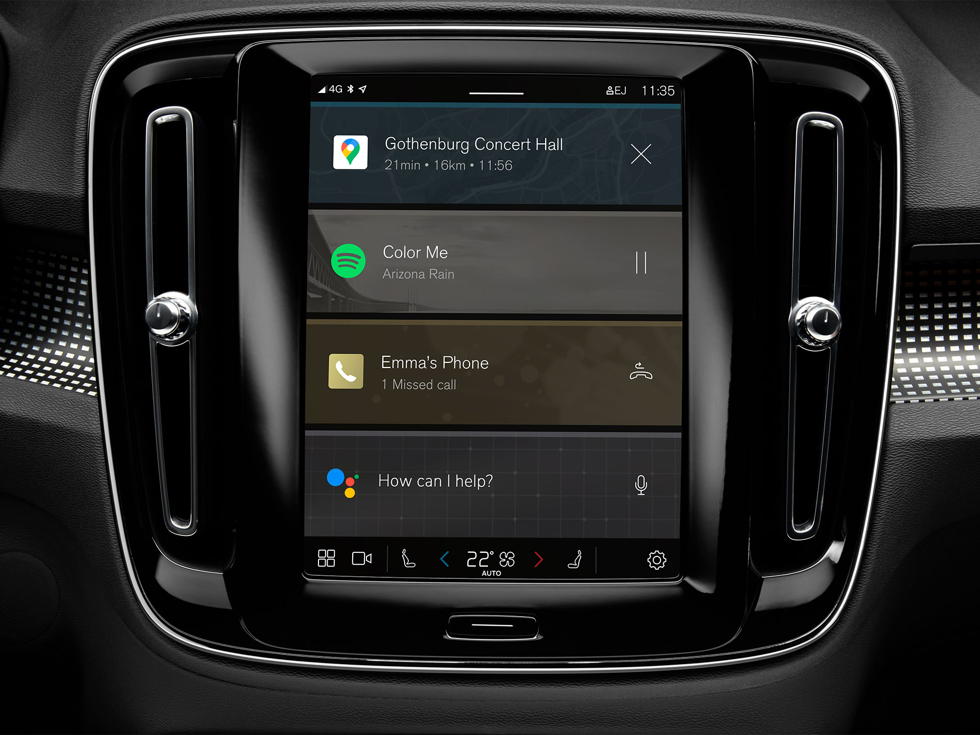 Infotainment screen in the Volvo XC40