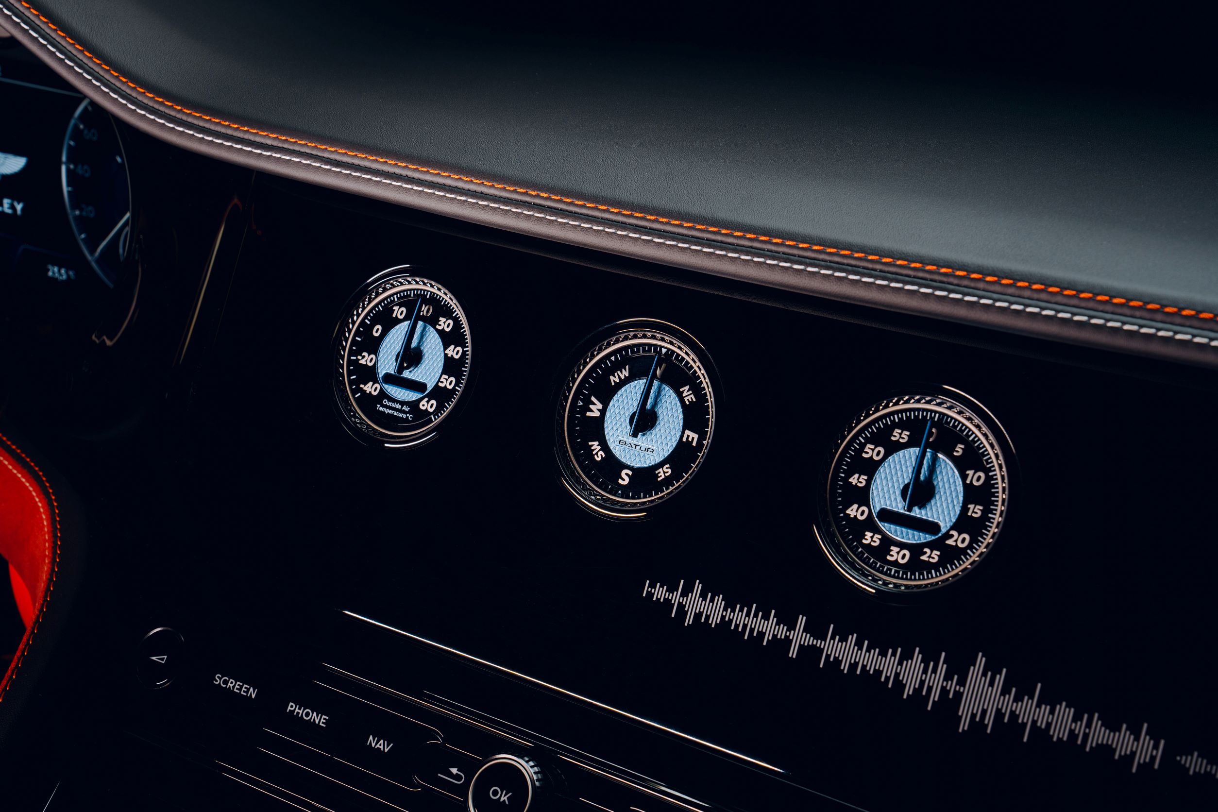 Wooden veneer on the Bentley Mulliner Batur