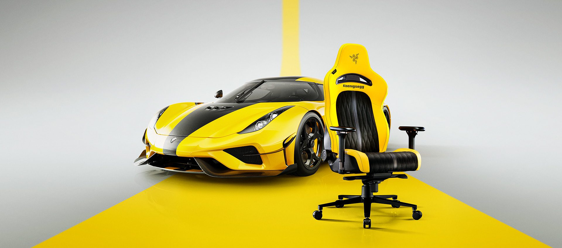 Koenigsegg and Razer have partnered up to create a race inspired gaming chair in yellow