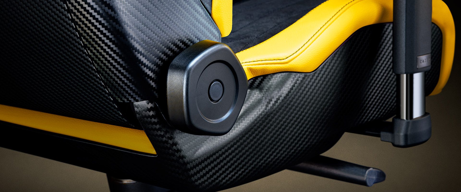 Faux carbon fibre supports on the Razer Enki Koenigsegg special edition gaming chair