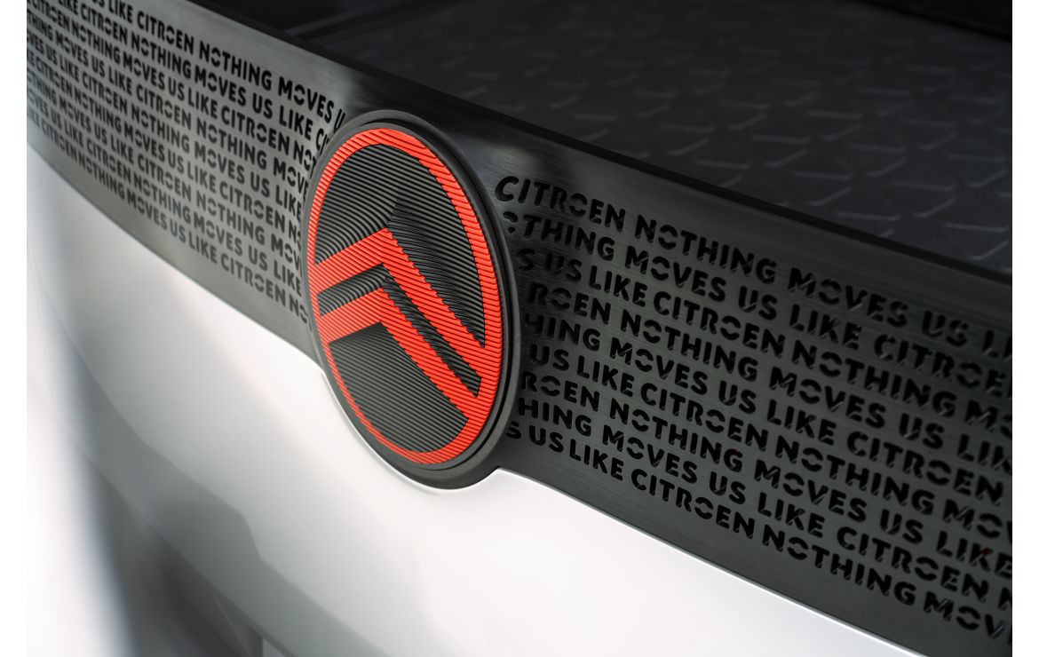 New Citroen chevron logo adorning the front of an upcoming car