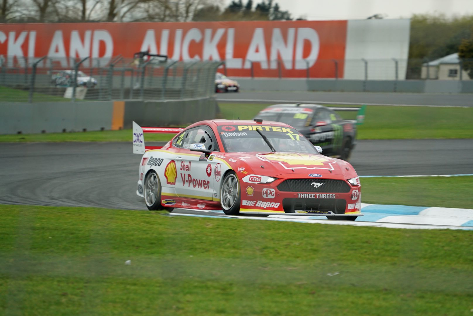 The Ford Mustang of Will Davison leading at V8 Supercars Auckland 2022 at Pukekohe Park