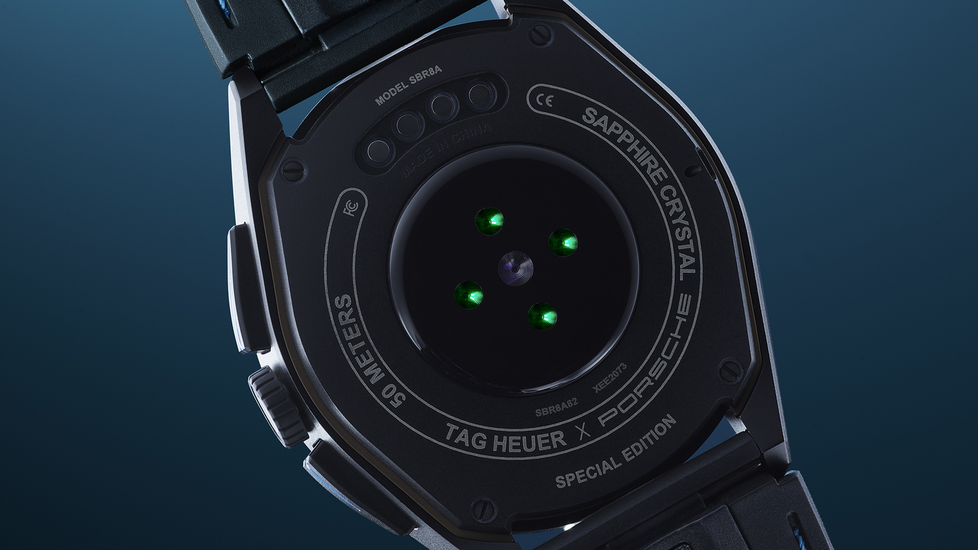 View of the back of the Tag Heuer Connected Calibre E4 Porsche Edition