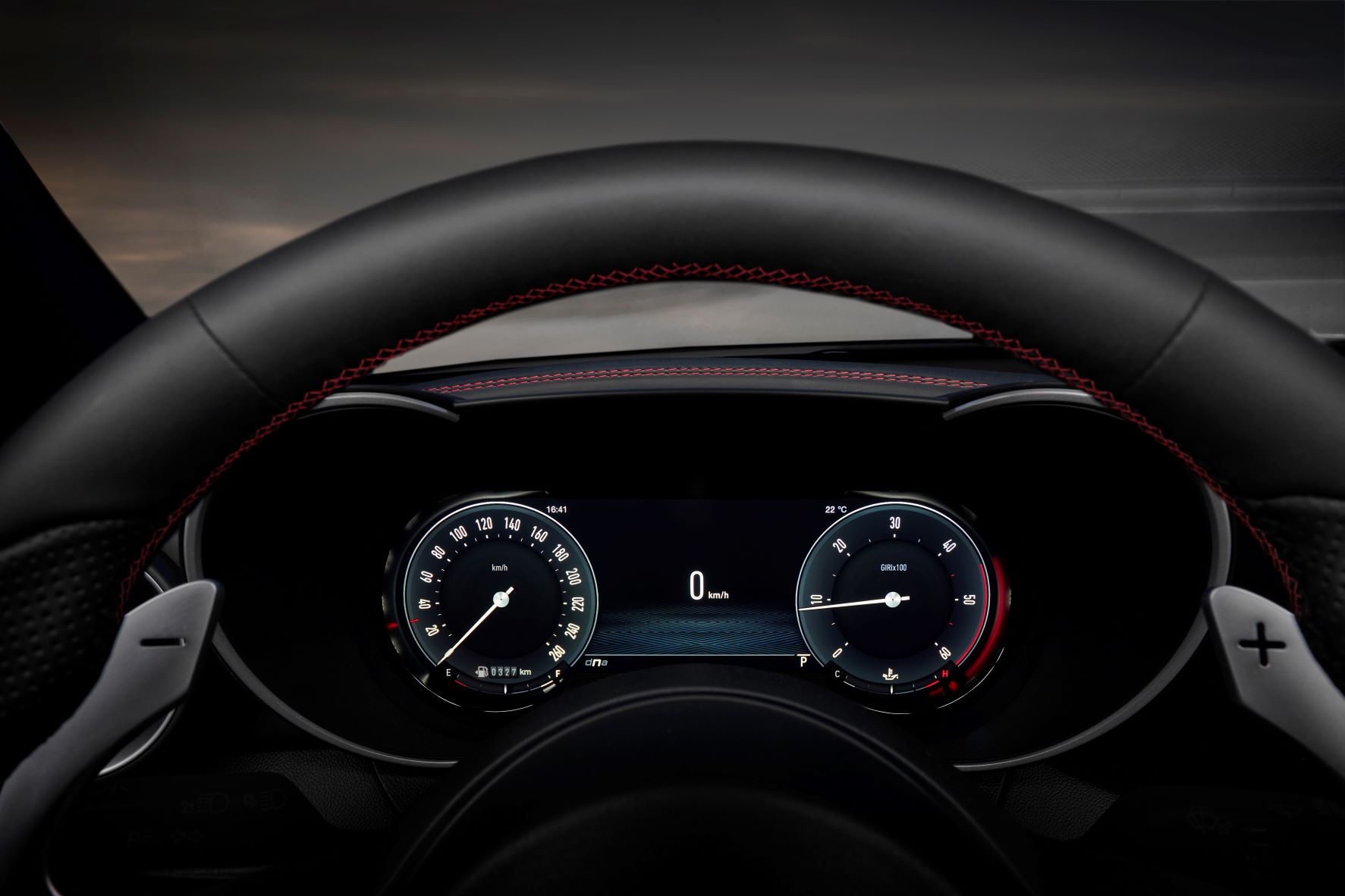 New digital instrument cluster on the dashboard of the 2023 Alfa Romeo Giulia sedan