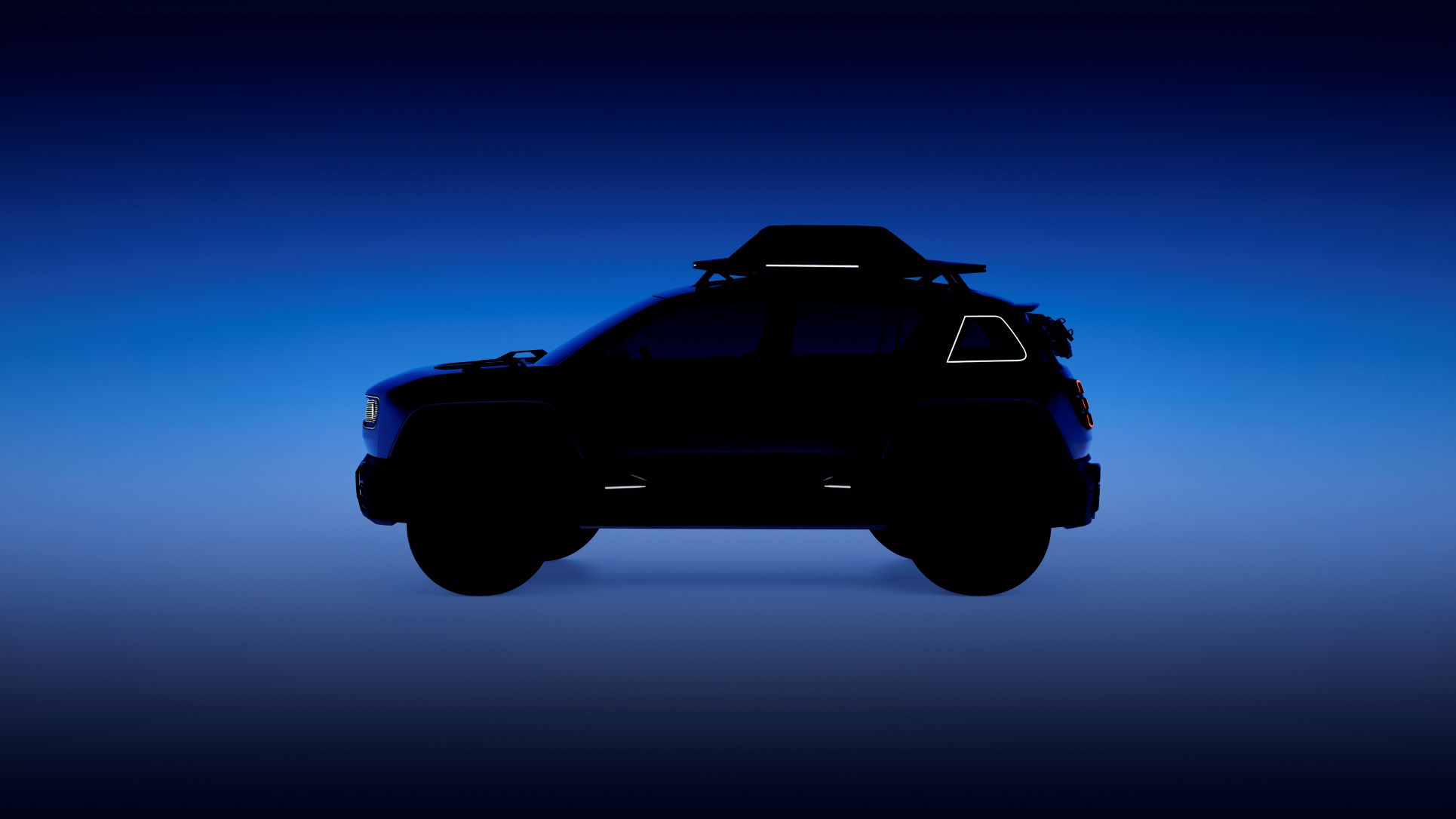 Side view of a teaser image of the new Renault 4 concept