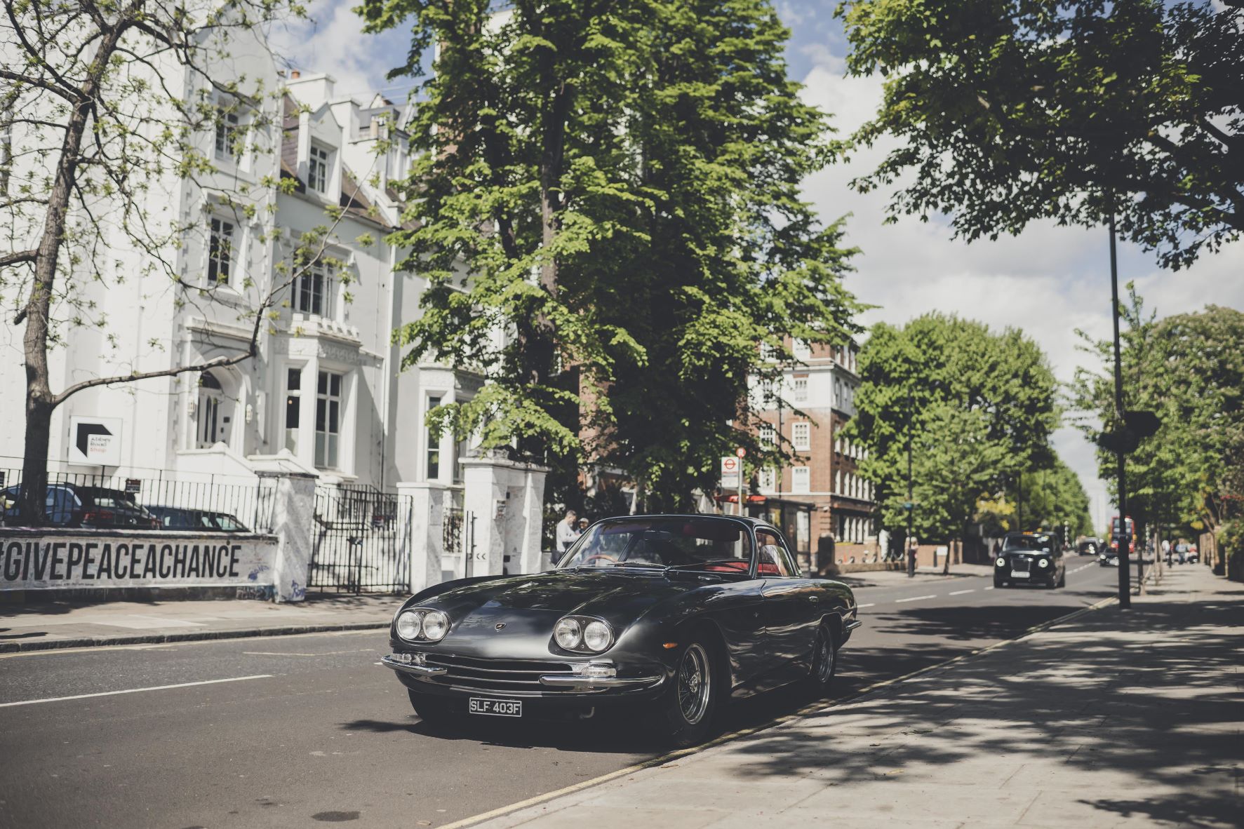 A Lamborghini 400GT on Abbey Road