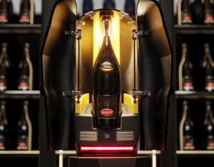 Bugatti and Champagne Carbon's 'La Bouteille Sur Mesure' champagne bottle and case.