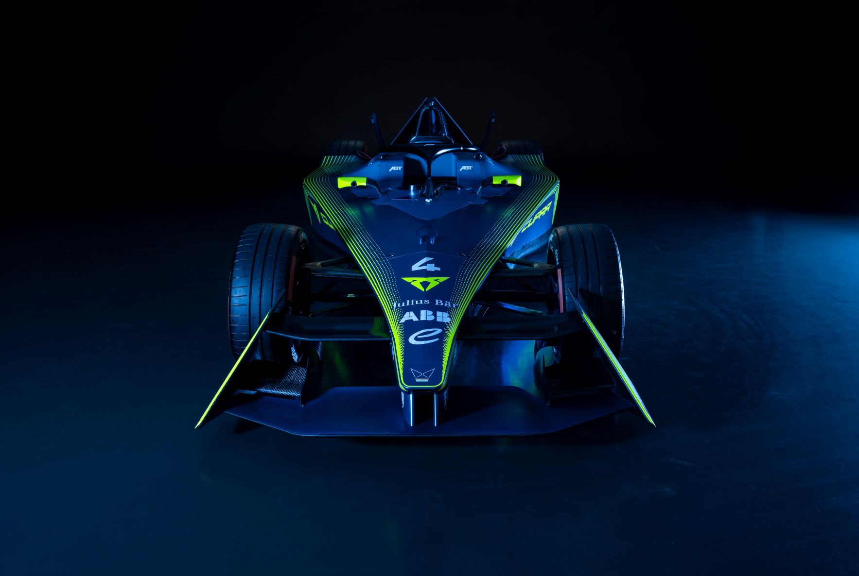 Front view of the ABT Cupra Formula E racecar for Season 9.