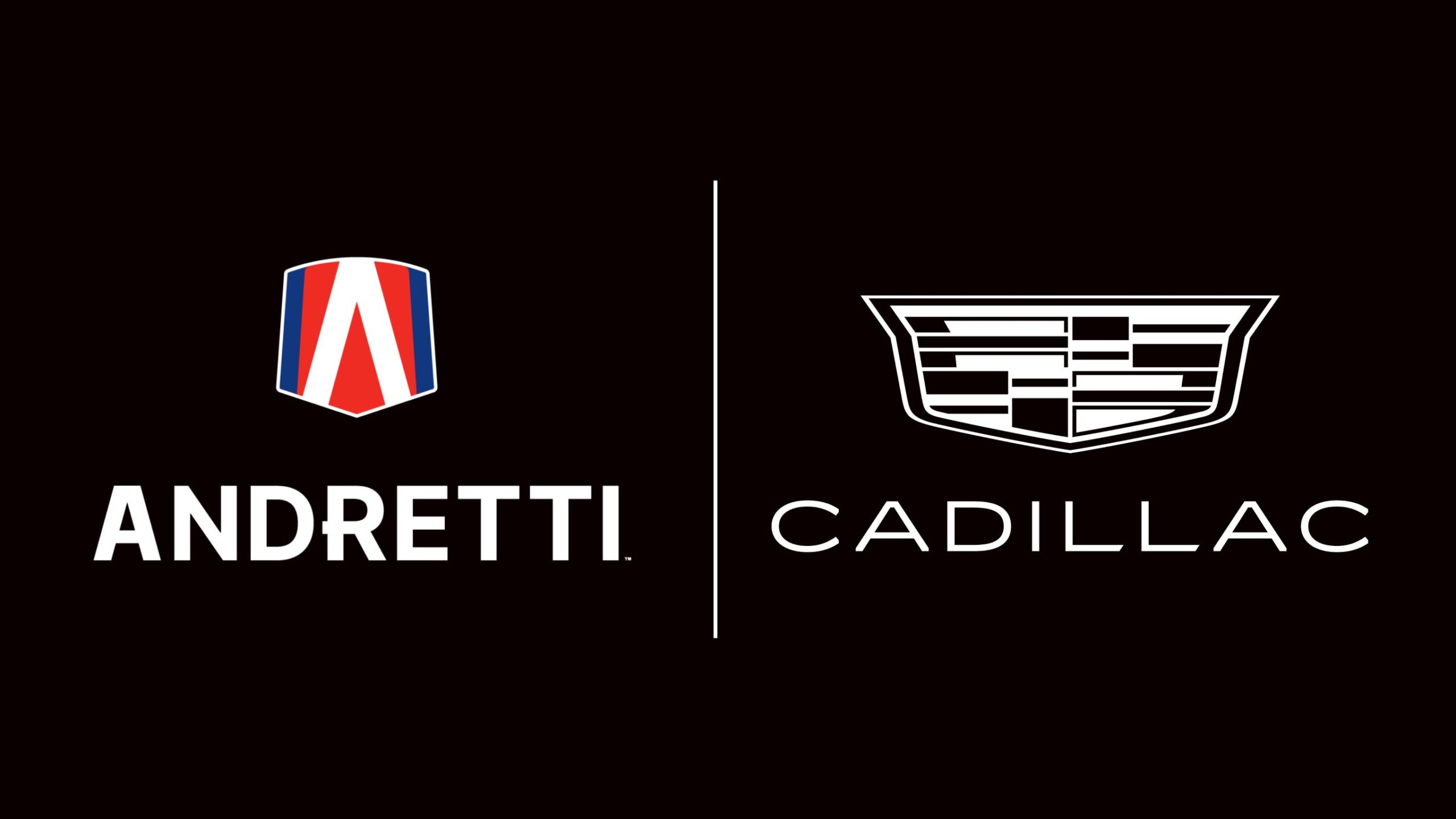 A photo of both the Cadillac and Andretti logos side by side.