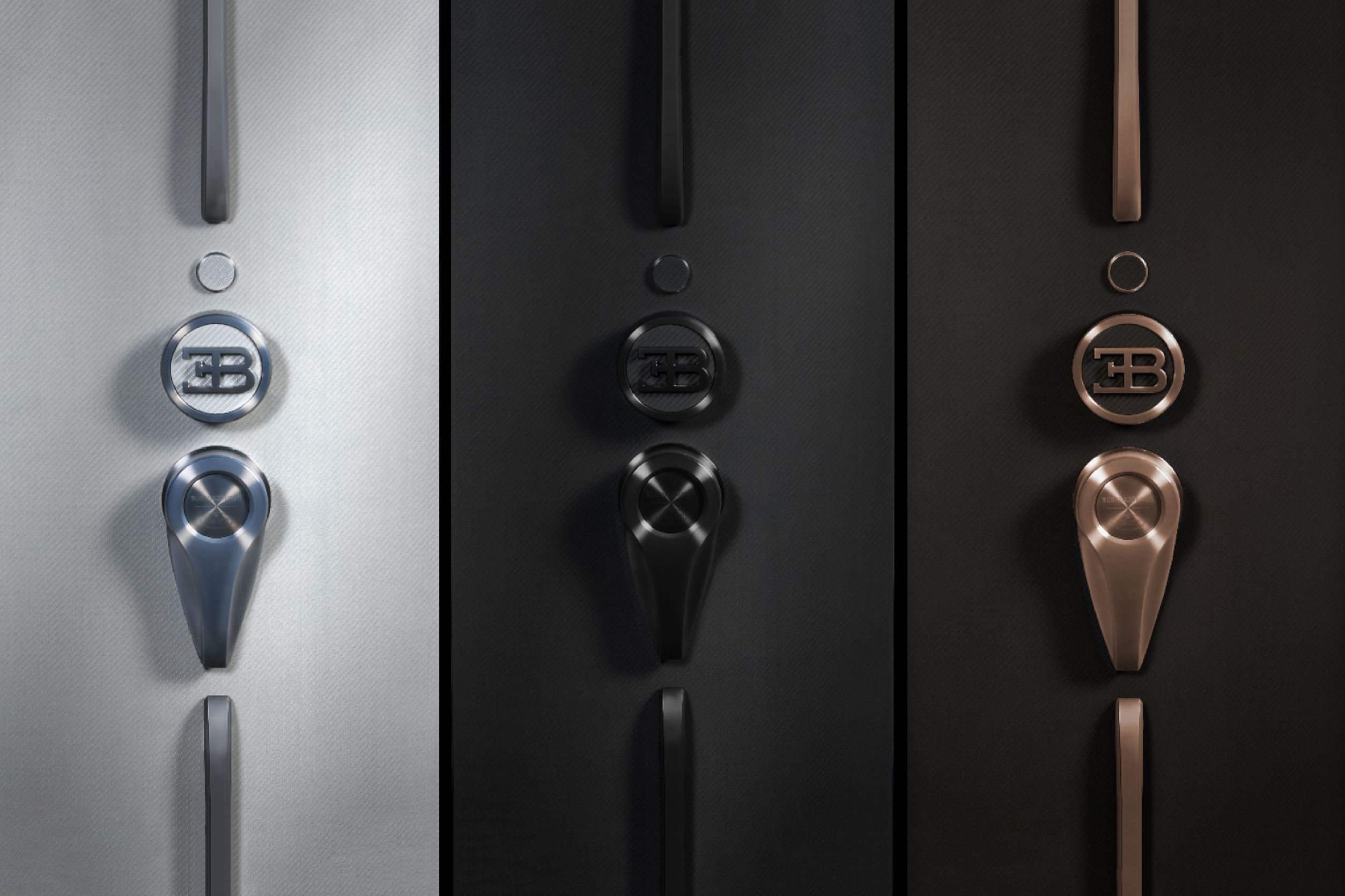 A close-up of the handles on the Buben&Zorweg Bugatti Hyper Safe collection
