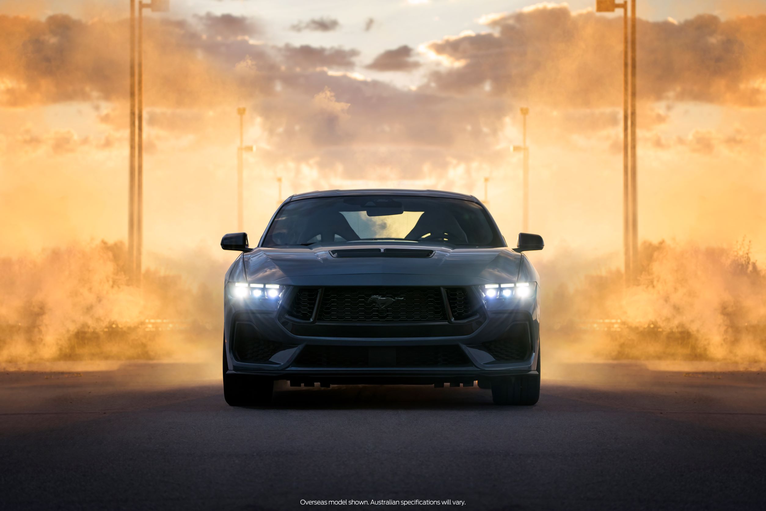 Front view of the new seventh generation 2024 Ford Mustang GT