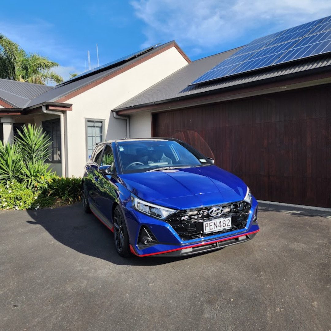 Hyundai i20 N front view in blue in New Zealand