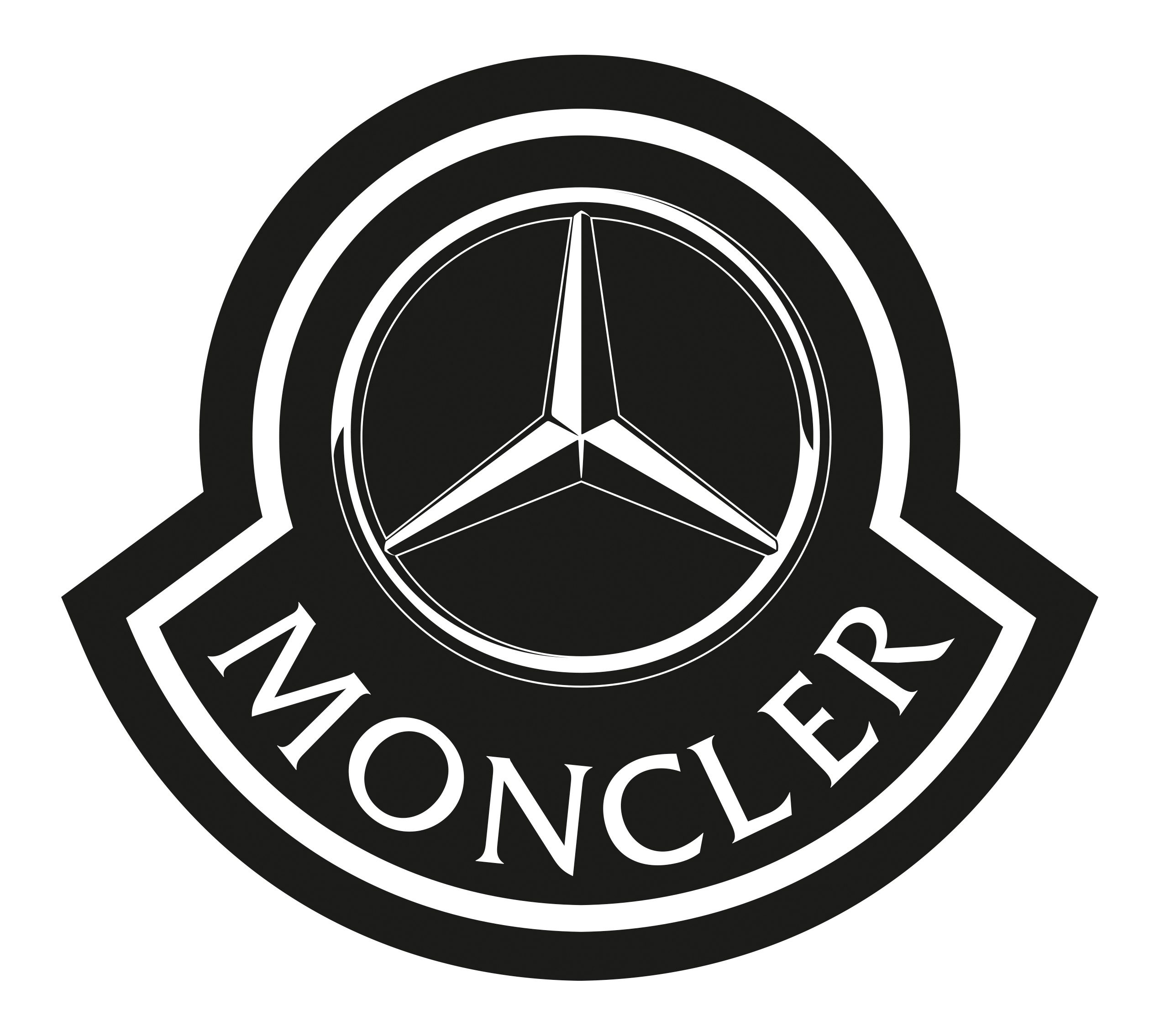 Mercedes-Benz and Moncler logos mashed together for the two brands' collaboration