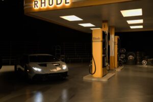 A Lamborghini Huracan pictured on the set of the Rhude clothes line unveiling.
