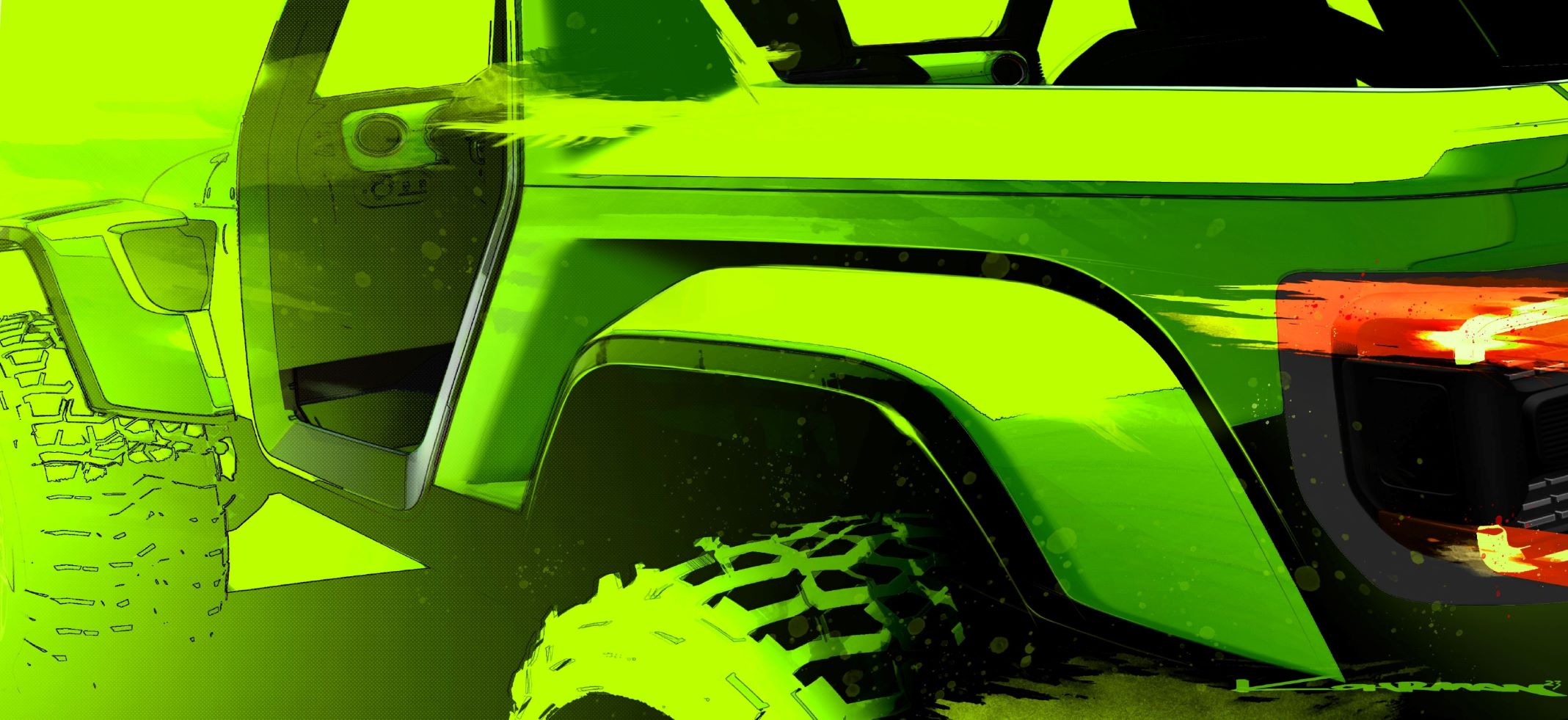 A teaser of a wild Jeep concept that will be displayed at the Annual Easter Jeep Safari