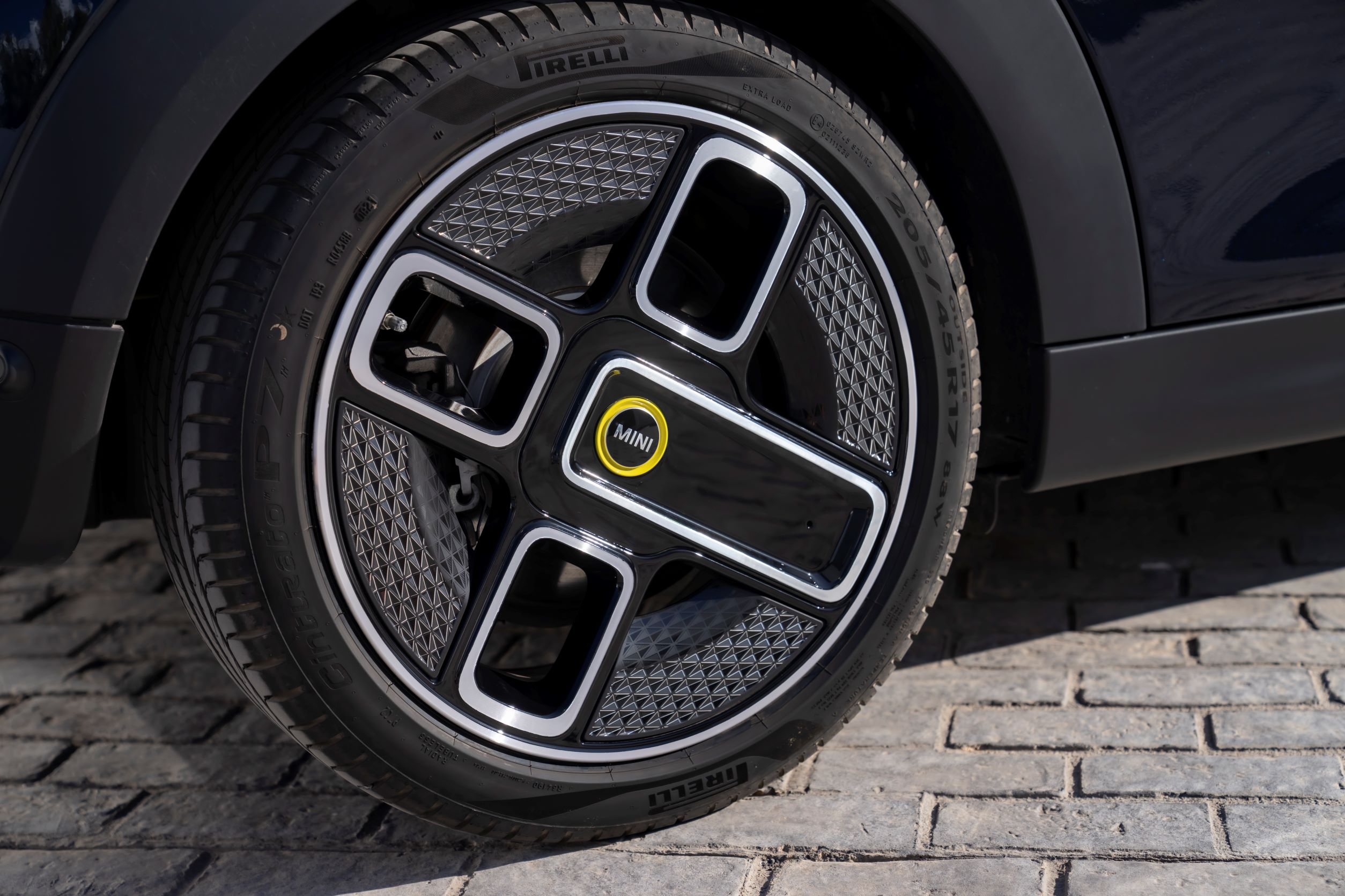 A close-up of the new recycled wheel from Mini