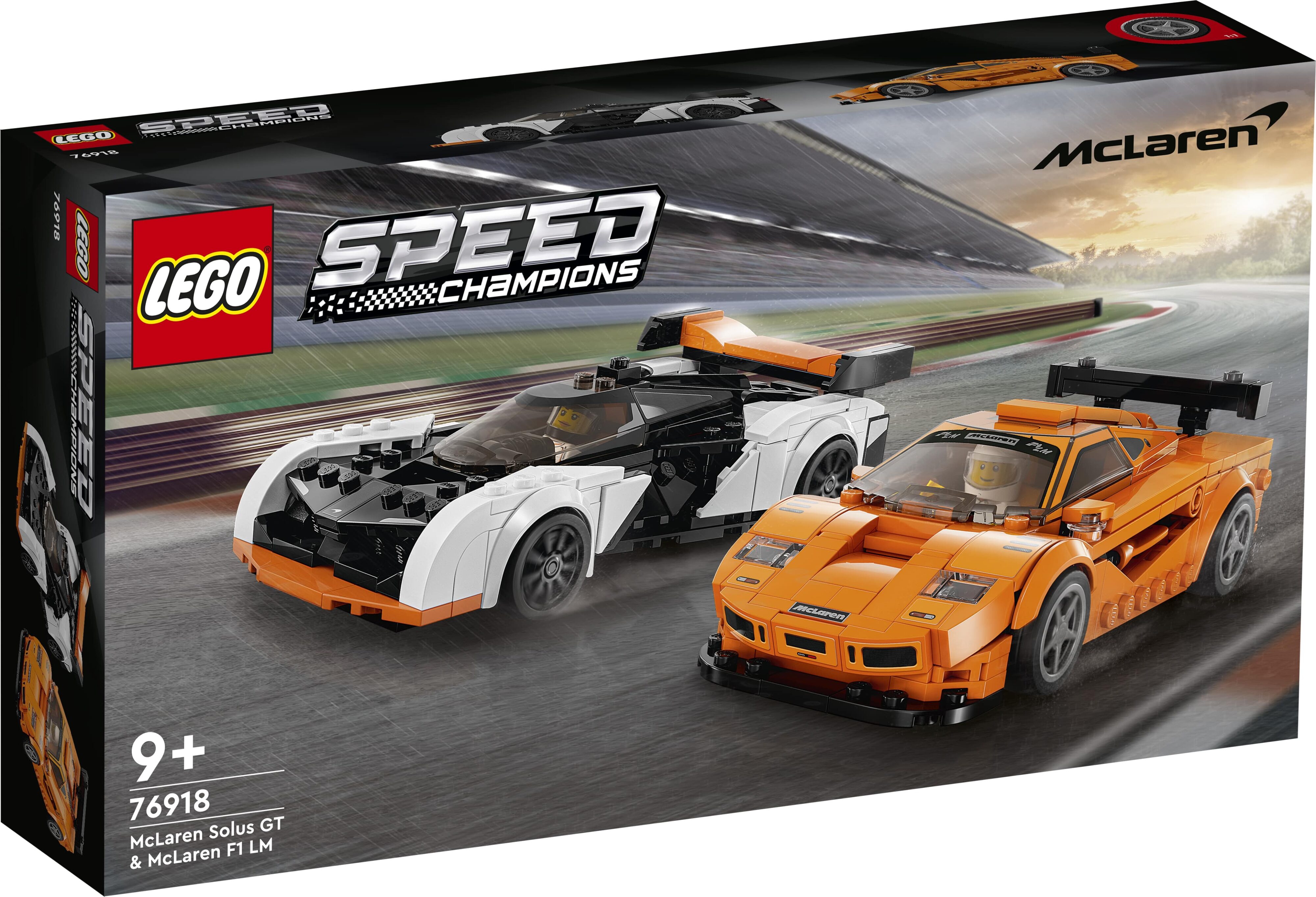 A promotional photo of the packaging for the new LEGO Speed Champions McLaren set