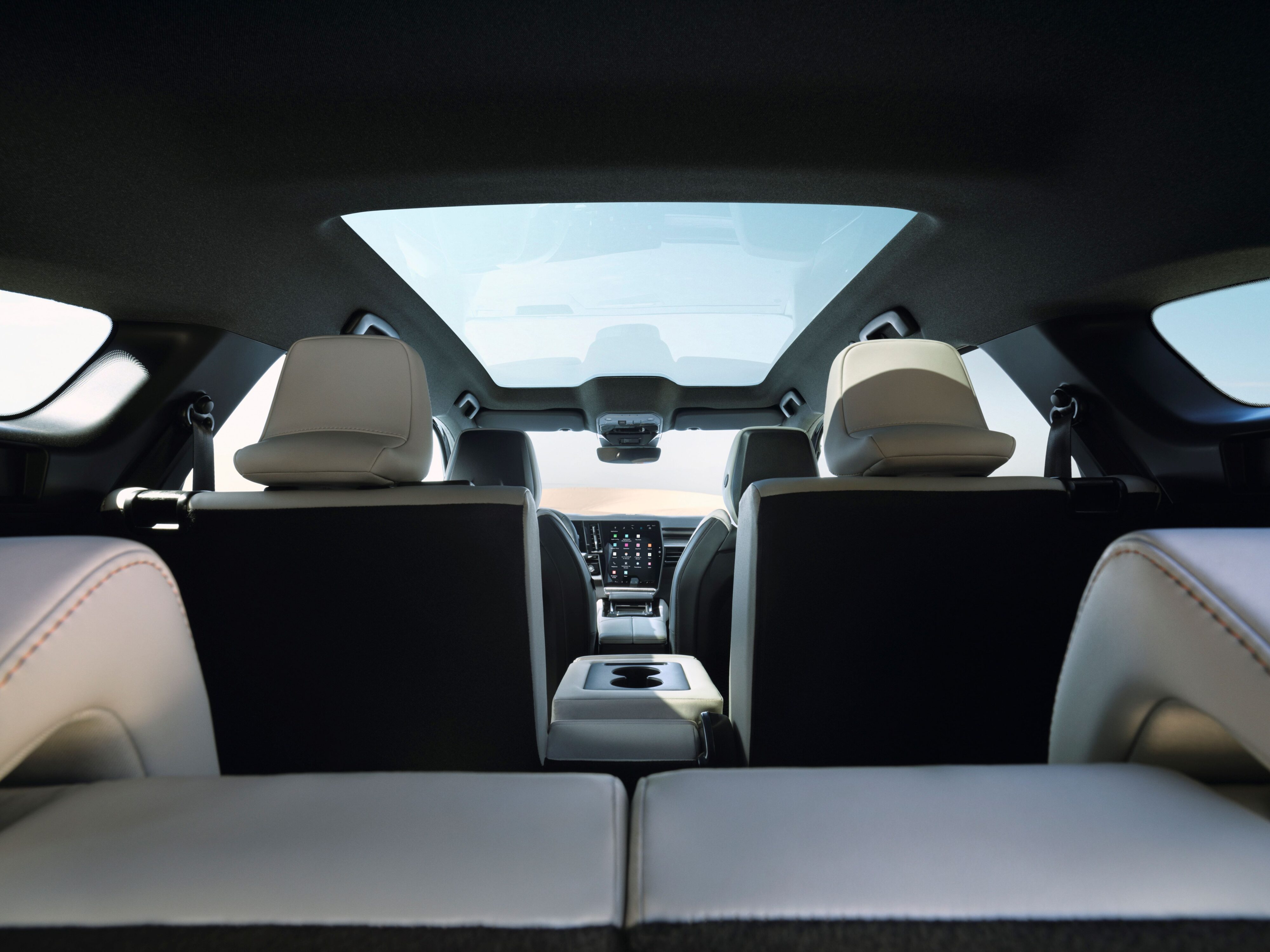 Interior view of the panoramic sunroof on the new Renault Espace
