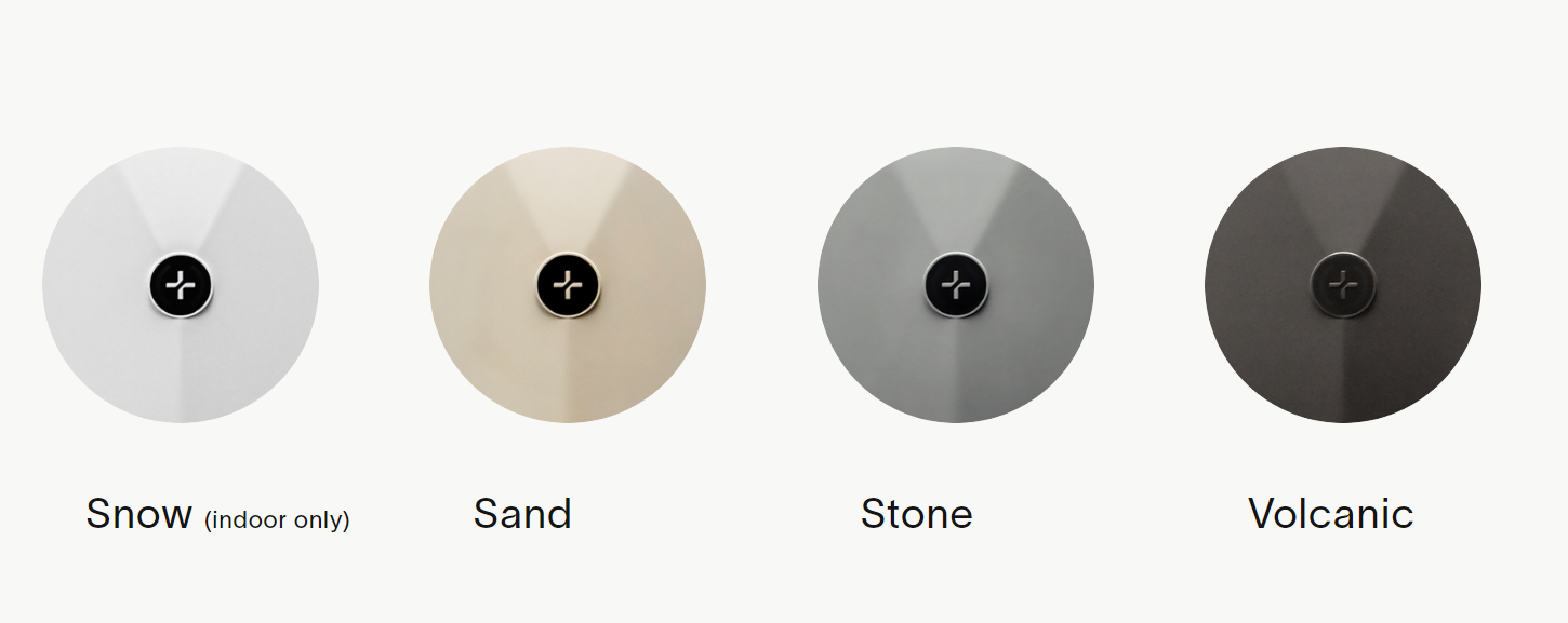 E2 colour choices: Snow, Sand, Stone and Volcanic