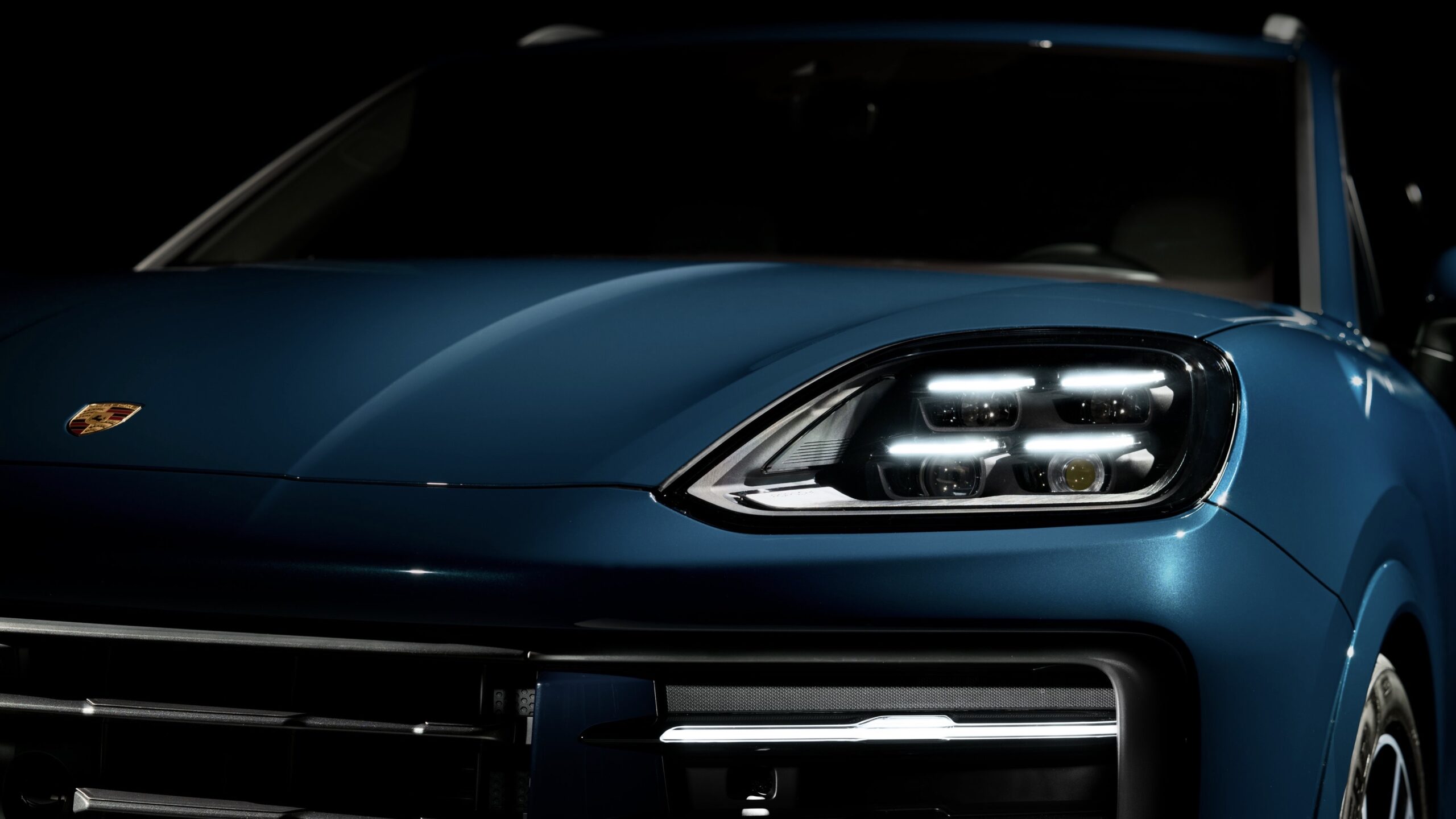 A teaser image of the upcoming Porsche Cayenne.