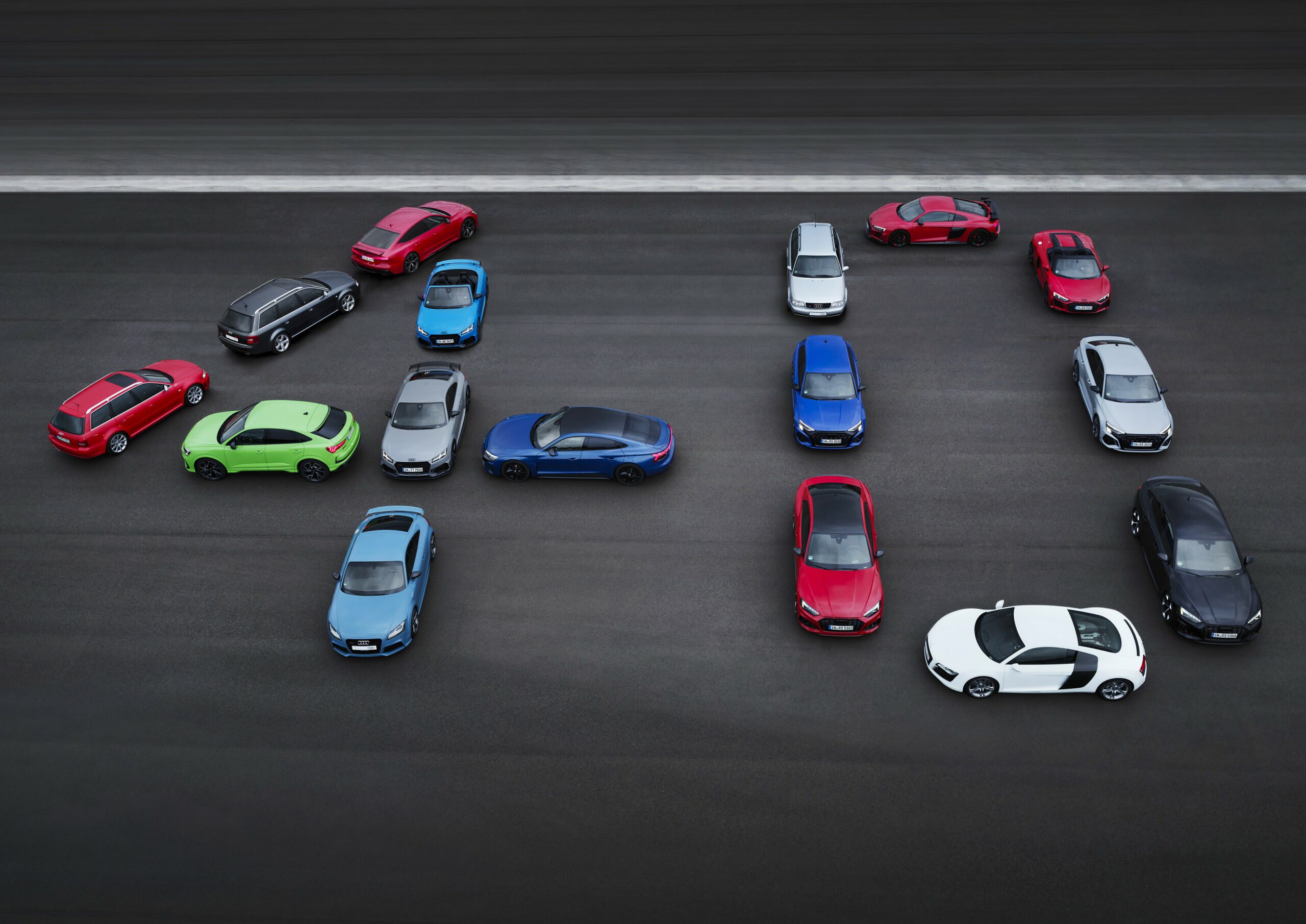 Audi Sport cars forming the 40 numbers to celebrate the motorsport brand's anniversary