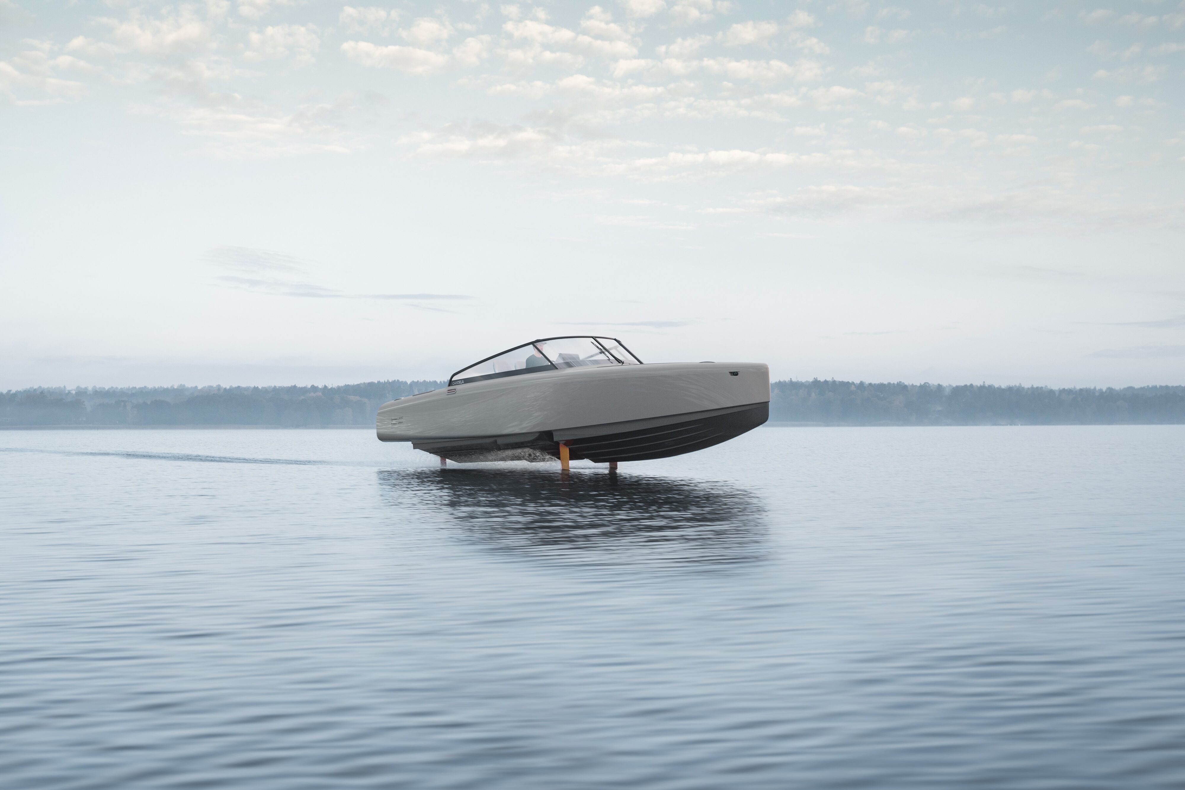 A shot of the Candela C-8 Polestar edition on the water