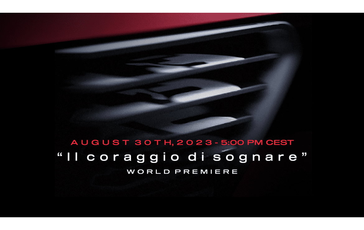 A teaser image of the new Alfa Romeo set to launch at the end of August