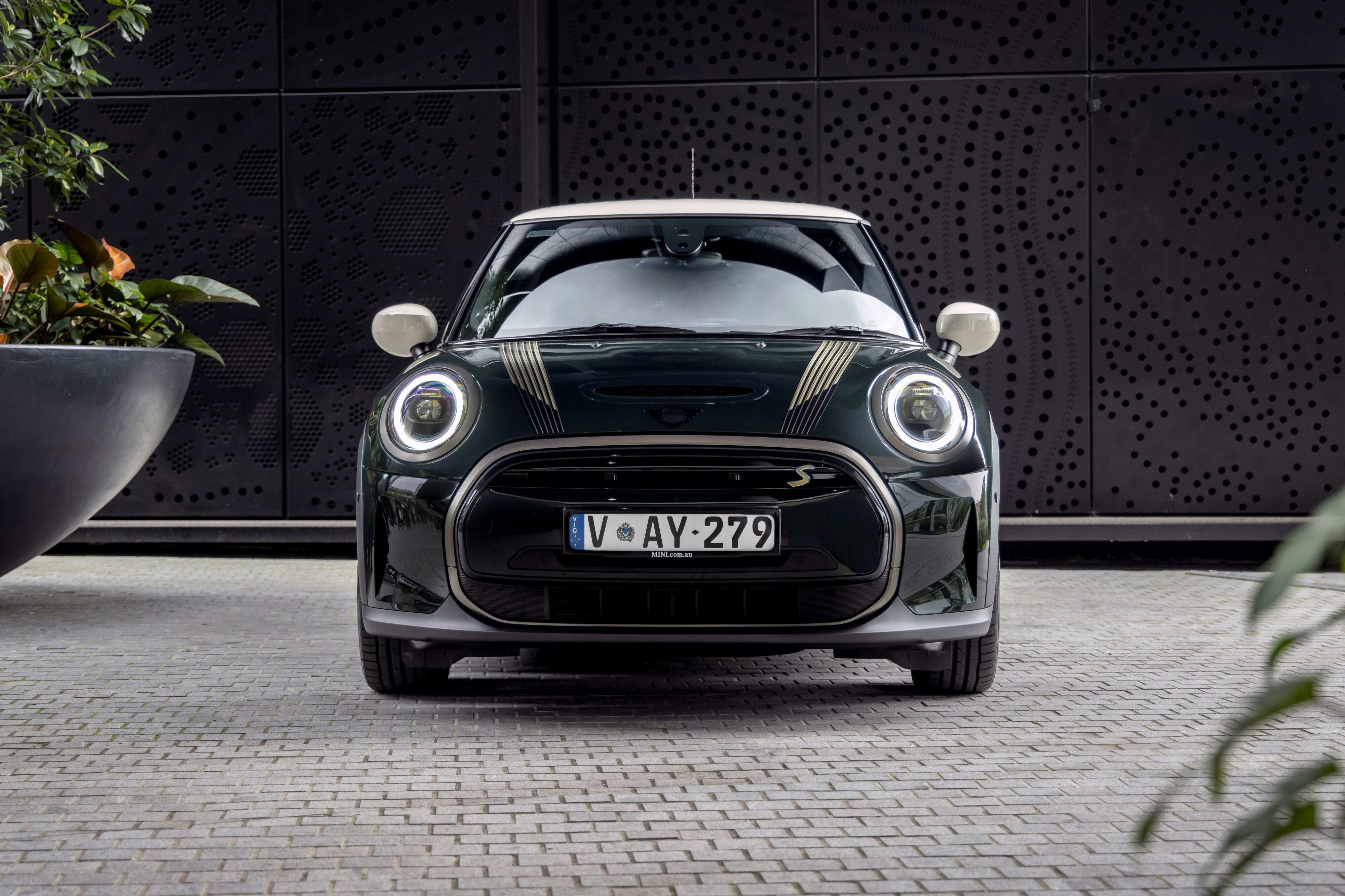 A front view of the new Mini Cooper S EV