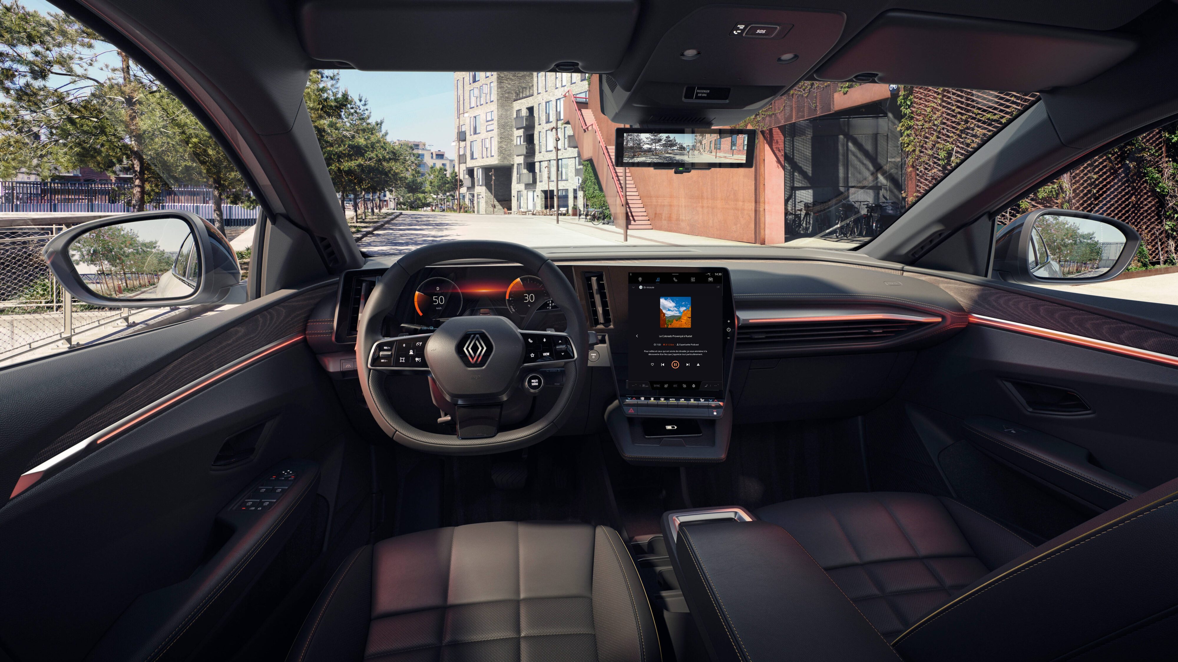 Interior of a Renault with a new partner app open on screen
